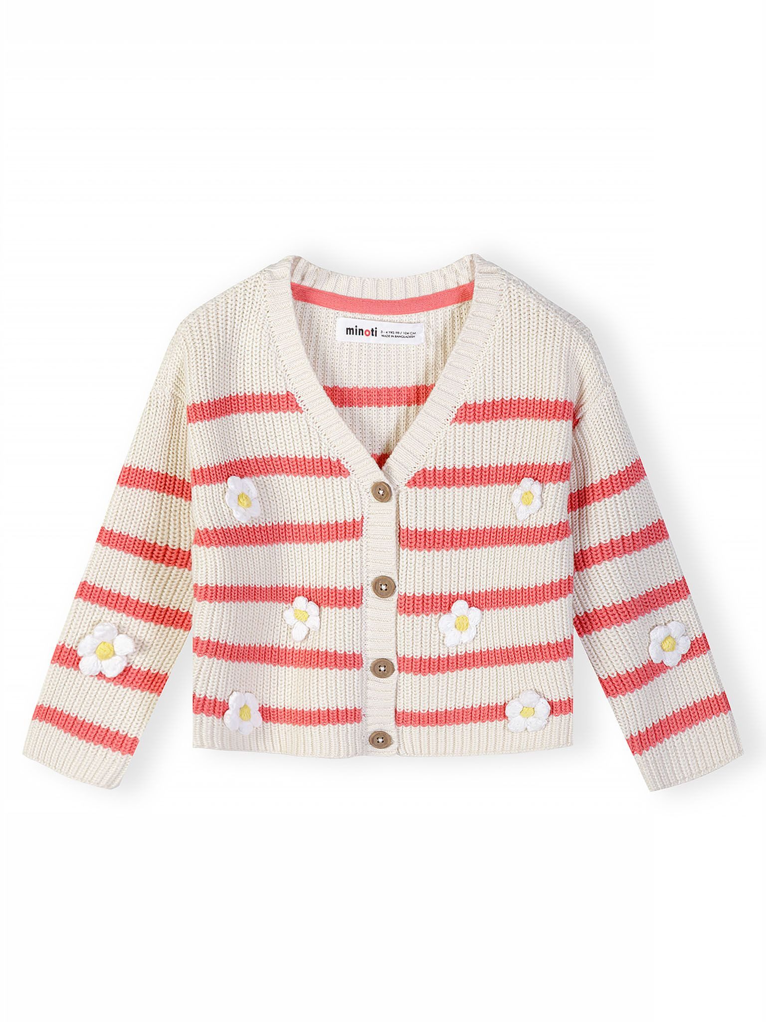 MINOTI Cardigan aus Baumwolle, für Mädchen Streifen und Blumen