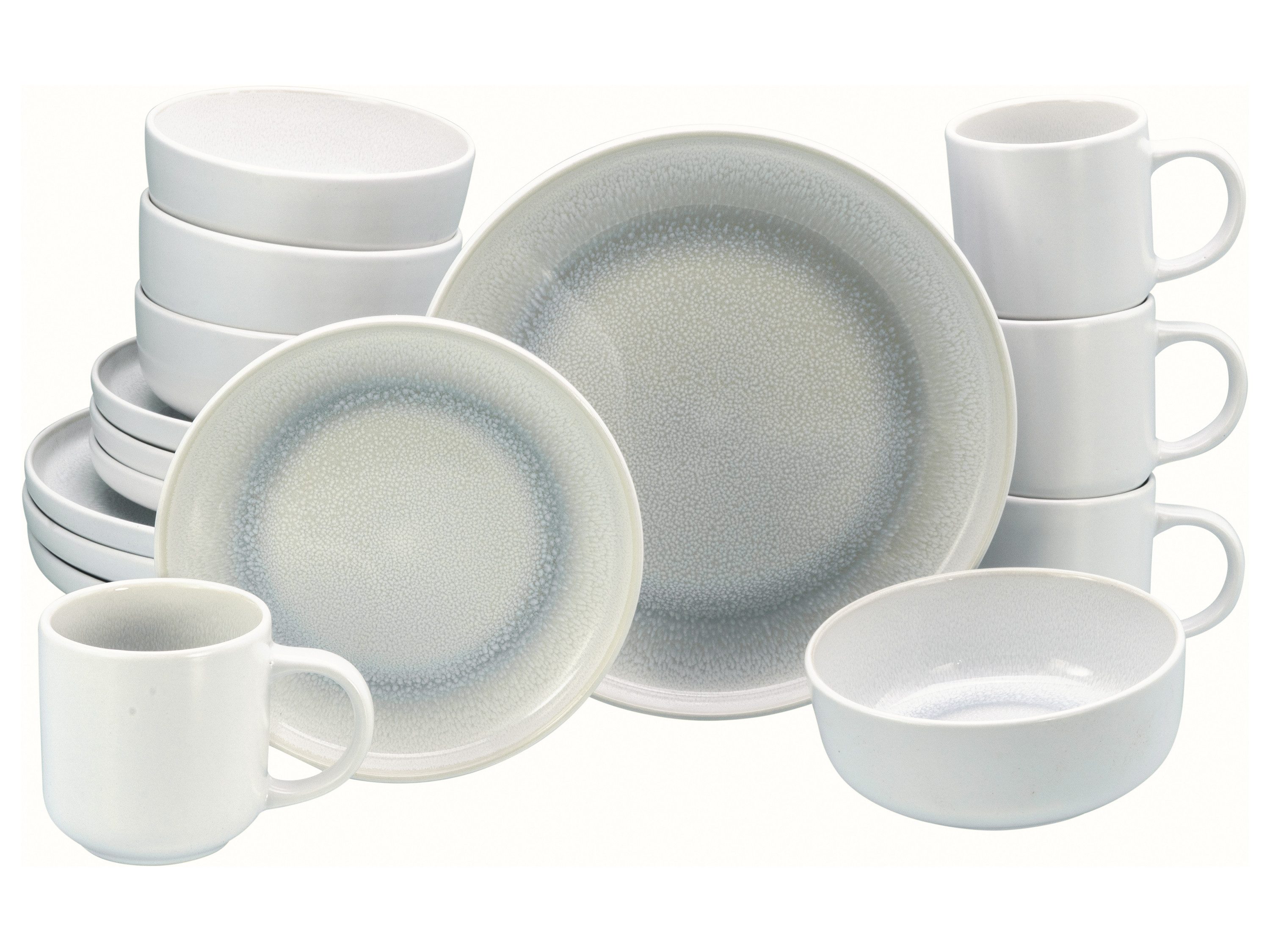 CreaTable Kombiservice Nordic Fjord Ice (16-tlg), 4 Personen, Steinzeug