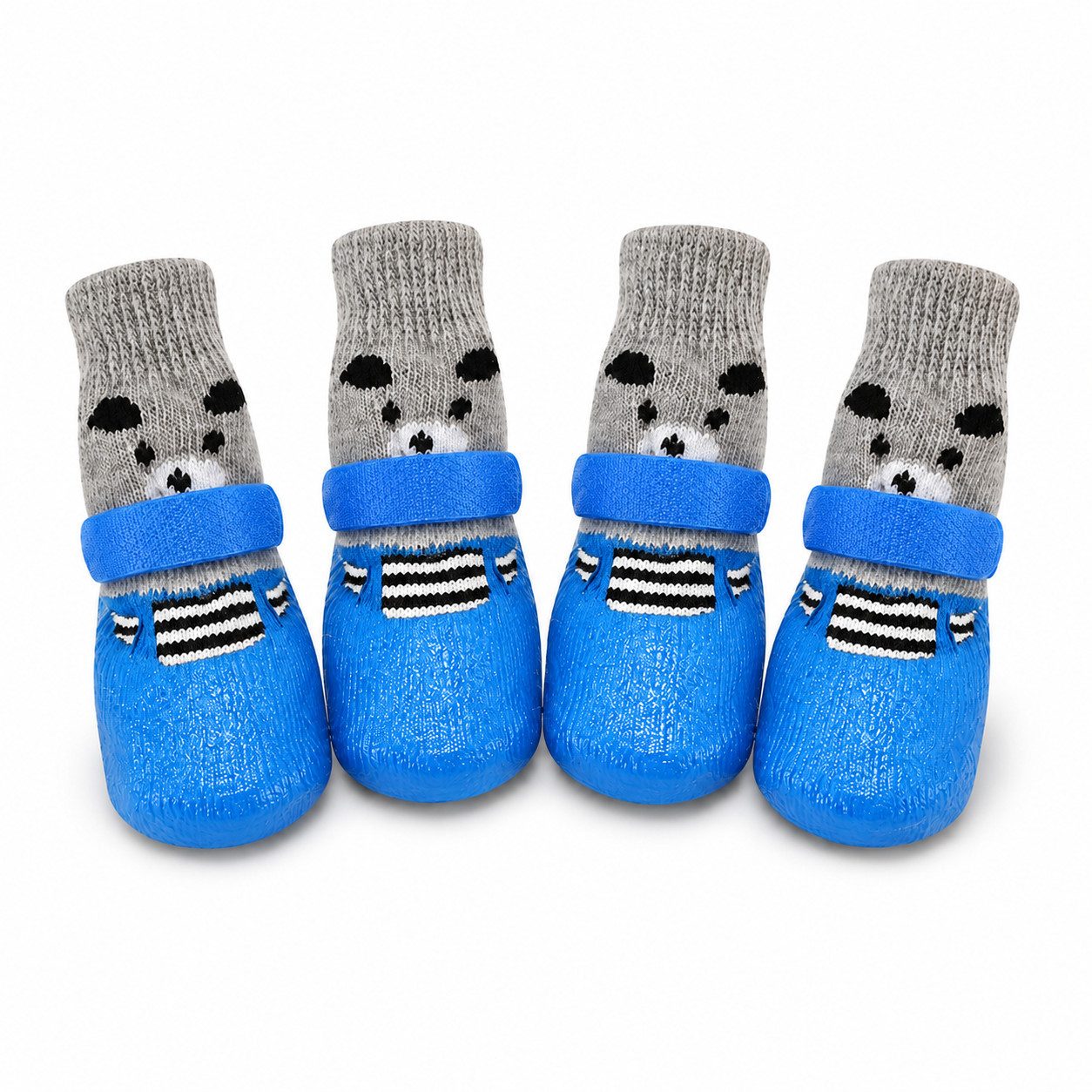 FLOCKI Pets™ Hundejacke Hundeschuhe 4er-Set mit Anti-Rutsch-Sohle & Klettverschluss, Flexible gummierte Laufsohle, elastische Strickstulpe, Haftverschluss