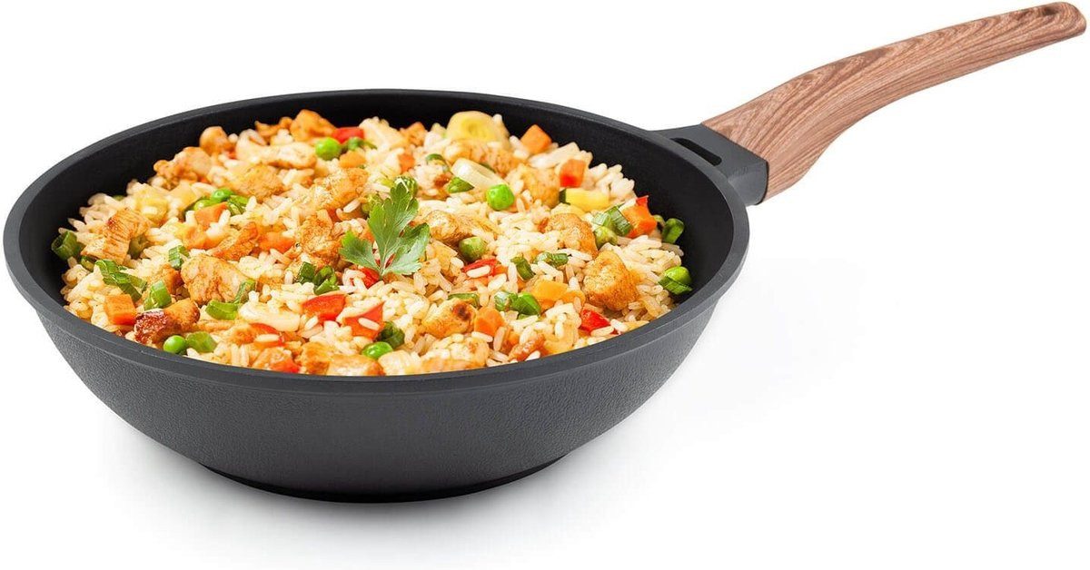 ROSMARINO Wok Induktionsgeeignete Wokpfanne – Antihaftbeschichtet, spülfest