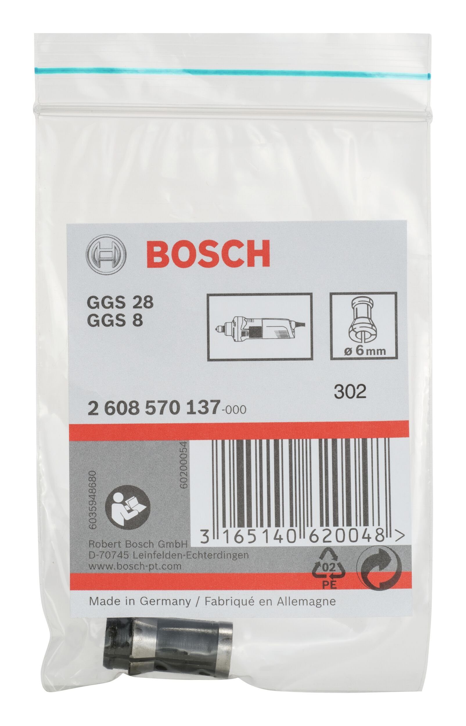 BOSCH Spannzange, mm Spannmutter Ohne 6 für - Bosch-Geradschleifer
