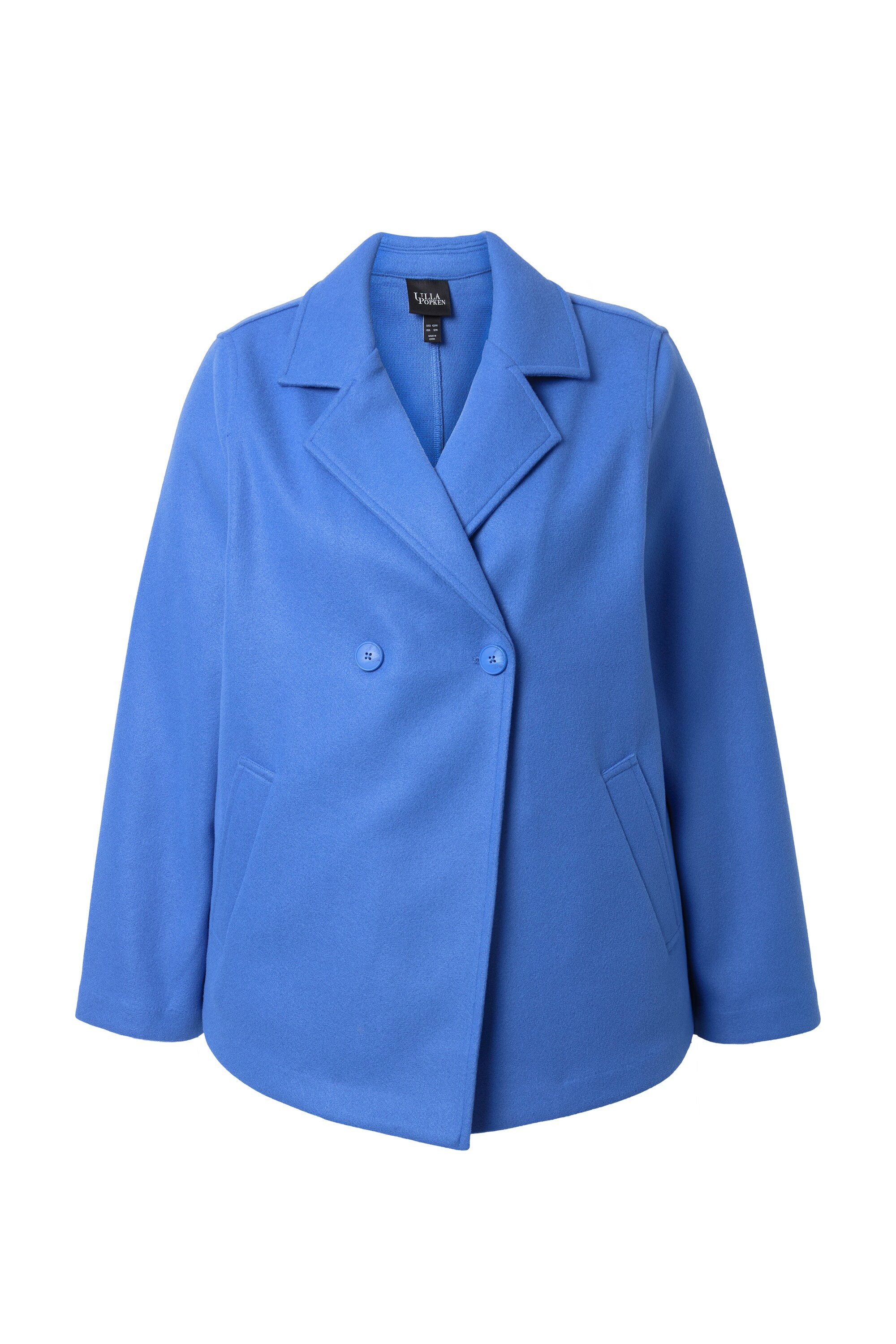Ulla Popken Sommerjacke Fleece-Cabanjacke A-Linie Reverskragen Langarm