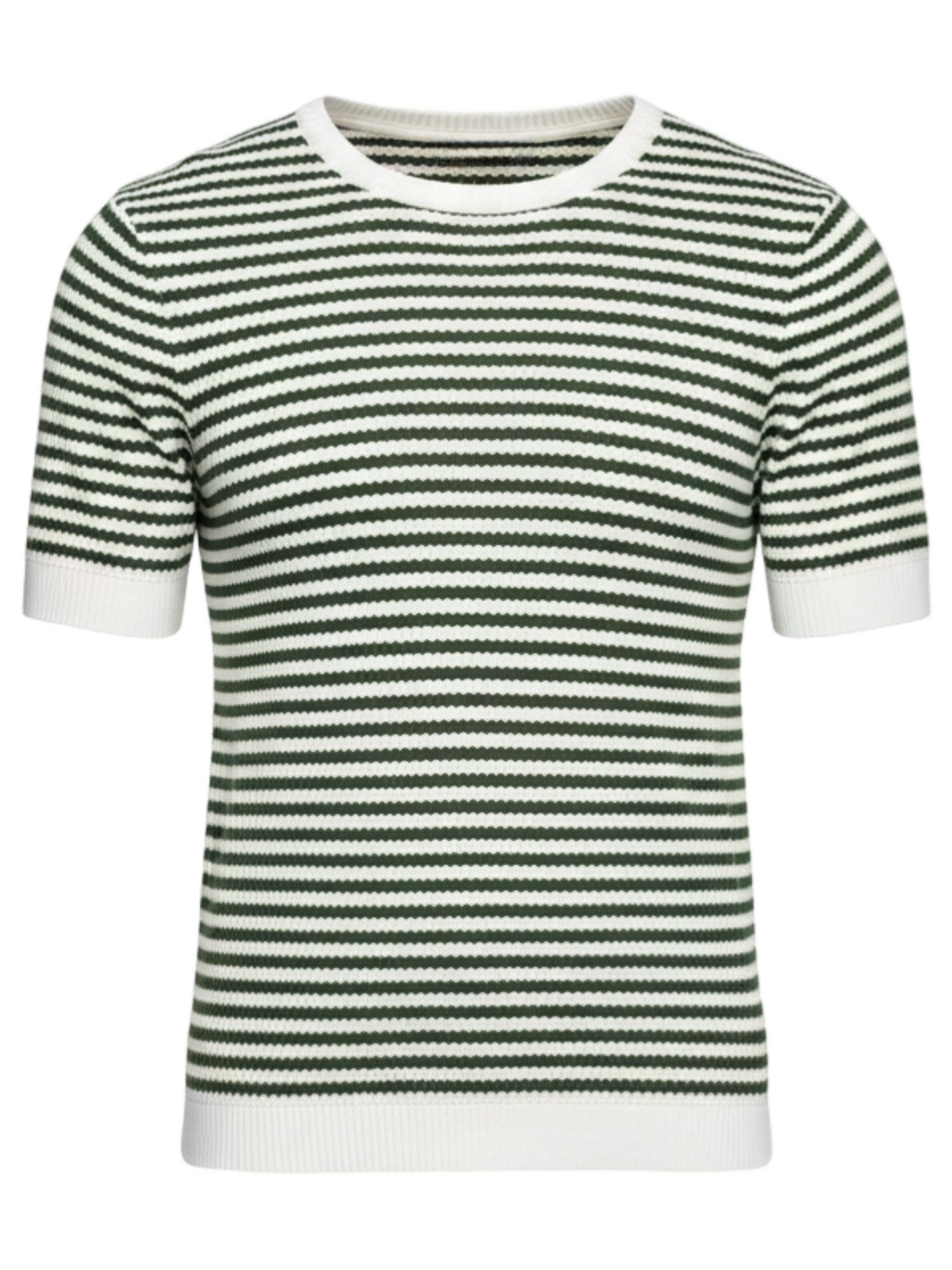 THÉÂTRE D OMBRES T-Shirt Gestreiftes Herren-T-Shirt mit durchbrochener Struktur