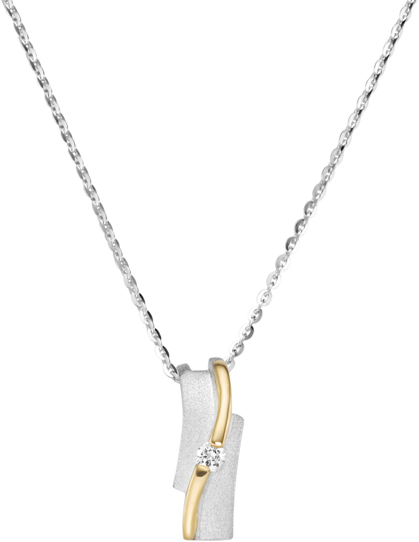 Firetti Kette mit Anhänger Schmuck Geschenk Silber 925 Halsschmuck Halskette bicolor, mit Zirkonia (synth)