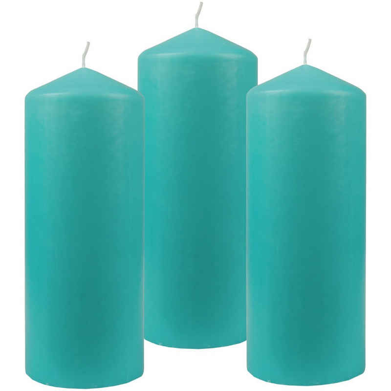 HS Candle Stumpenkerze »Blockkerze« (3-tlg), Wachskerzen Ø6cm x 13,5cm - Kerze in vielen Farben