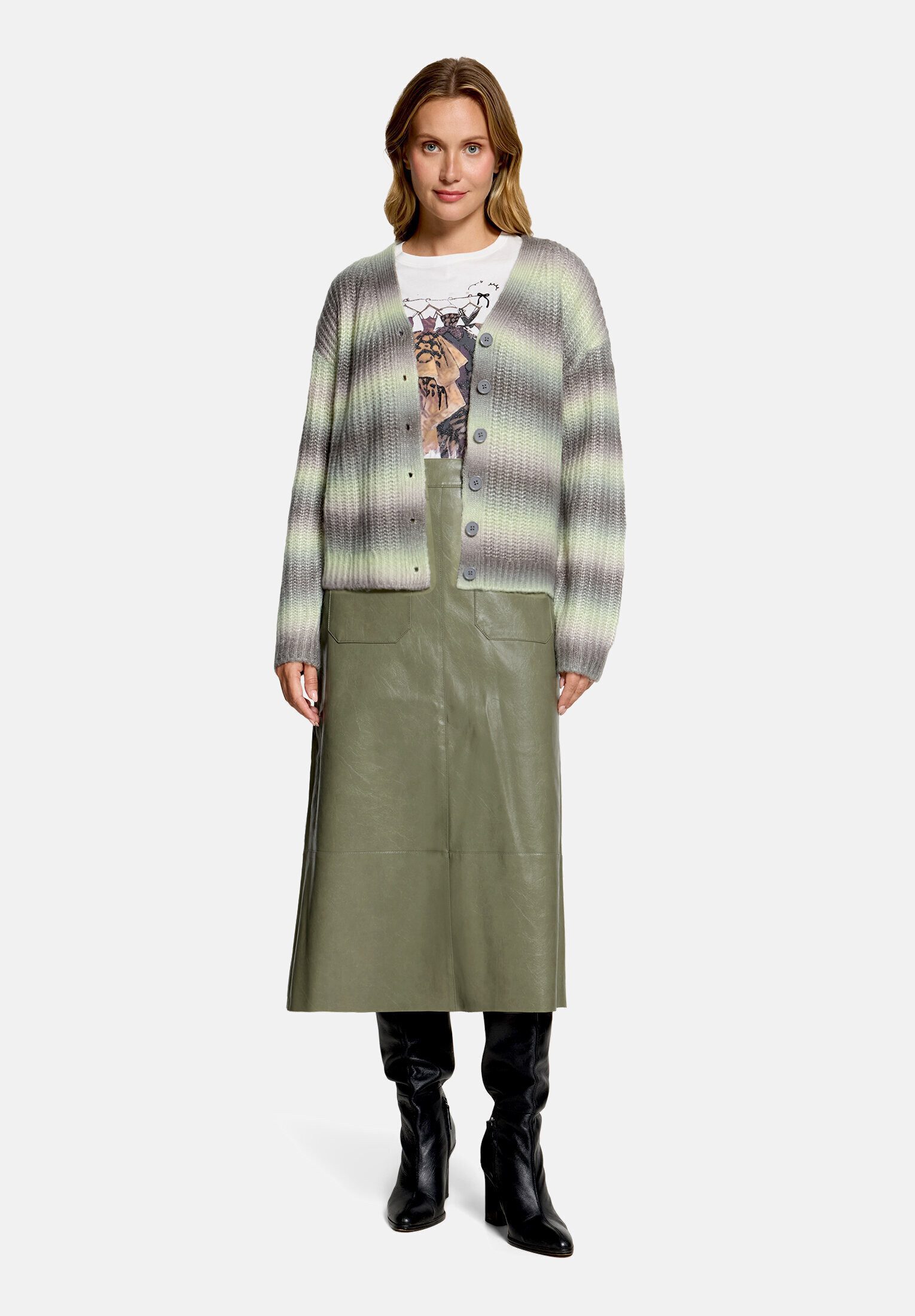 Cartoon Strickjacke Damen mit V-Ausschnitt (1-tlg)