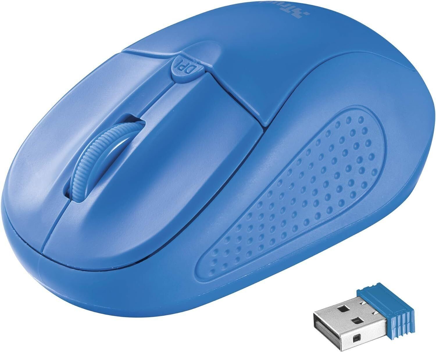 Trust Primo Kabellose Optische Maus 1600 DPI Wireless Mouse für PC Blau Maus (USB, Geschwindigkeitsauswahltaste 1000-1600 DPI,für Rechts-Linkshänder)