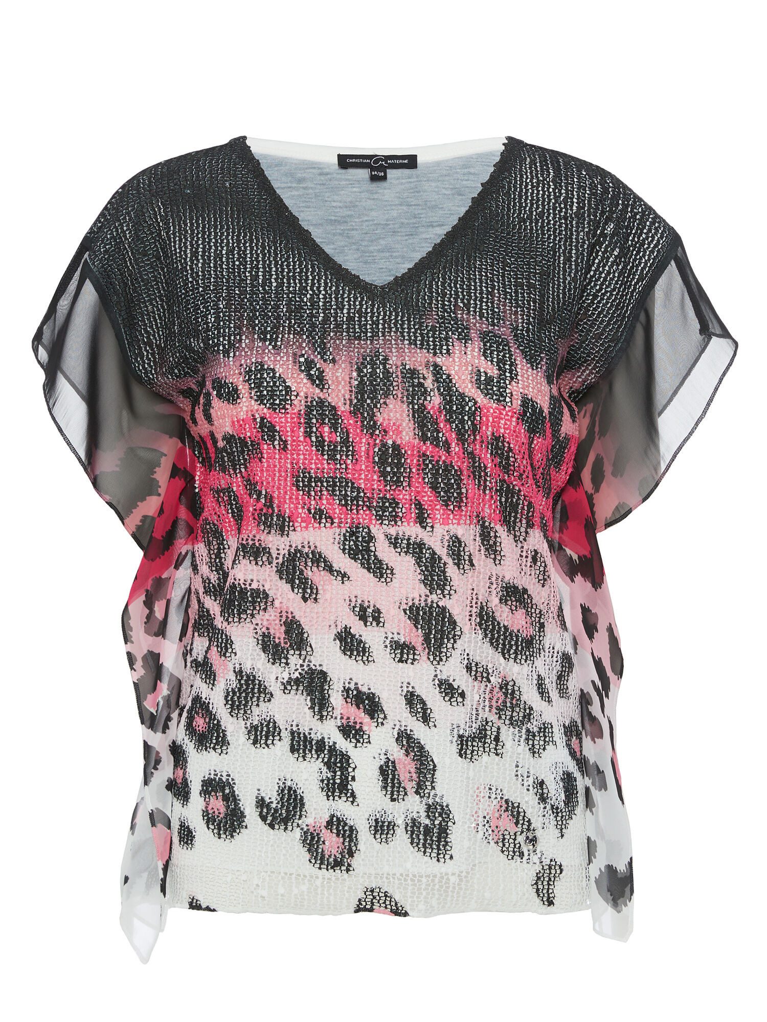 Christian Materne Langarmshirt Tunika Körpernah im abstrakten Leo-Print