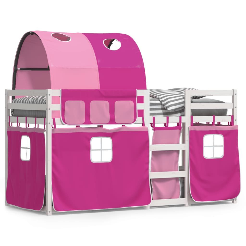 vidaXL Bett Etagenbett mit Vorhängen Rosa günstig online kaufen