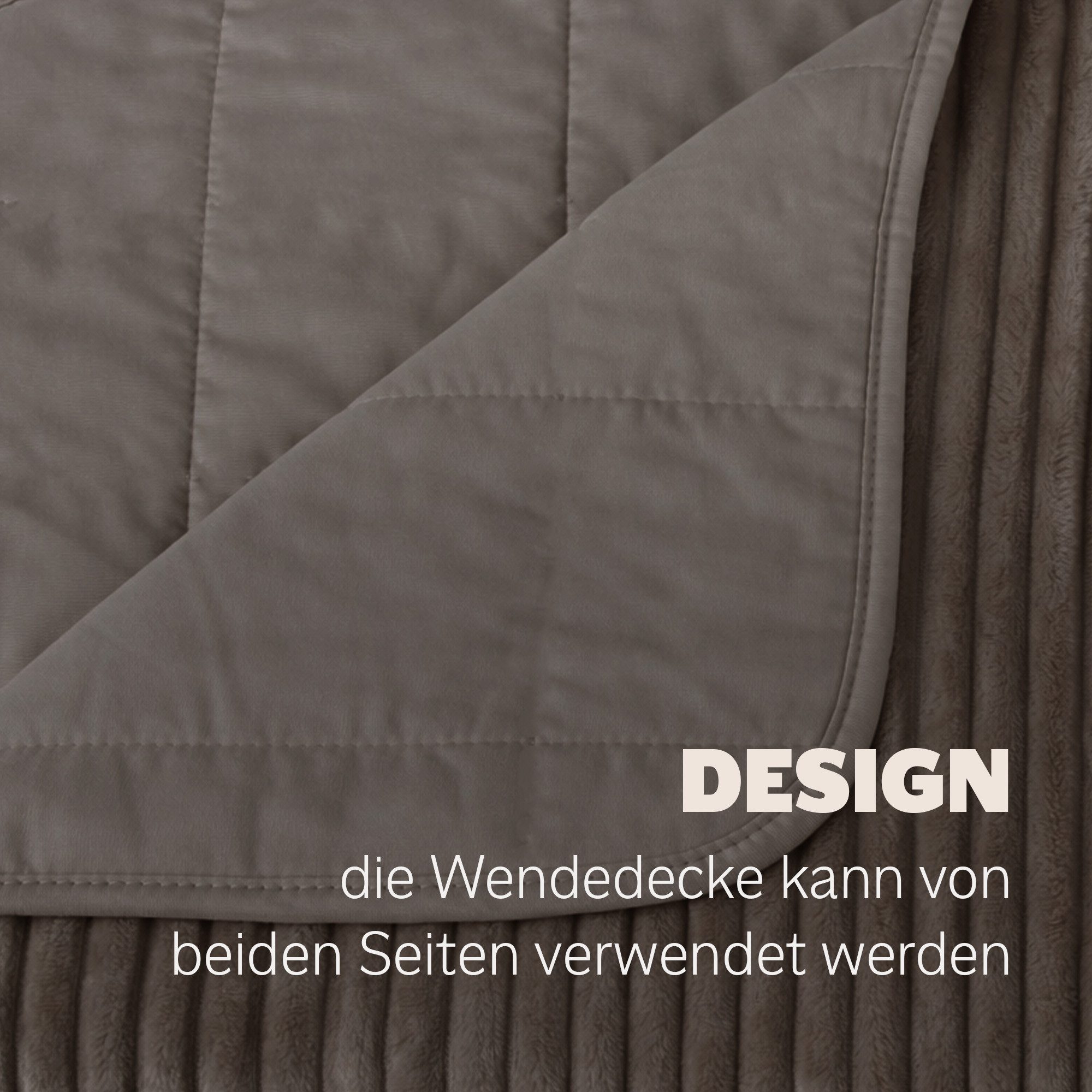 Bestlivings Tagesdecke 200x220 cm Wende-Design Flanellcord Mikrofaser, 375g/m², atmungsaktiv, weich, waschbar bei 40°C, OEKO-Tex zertifziert