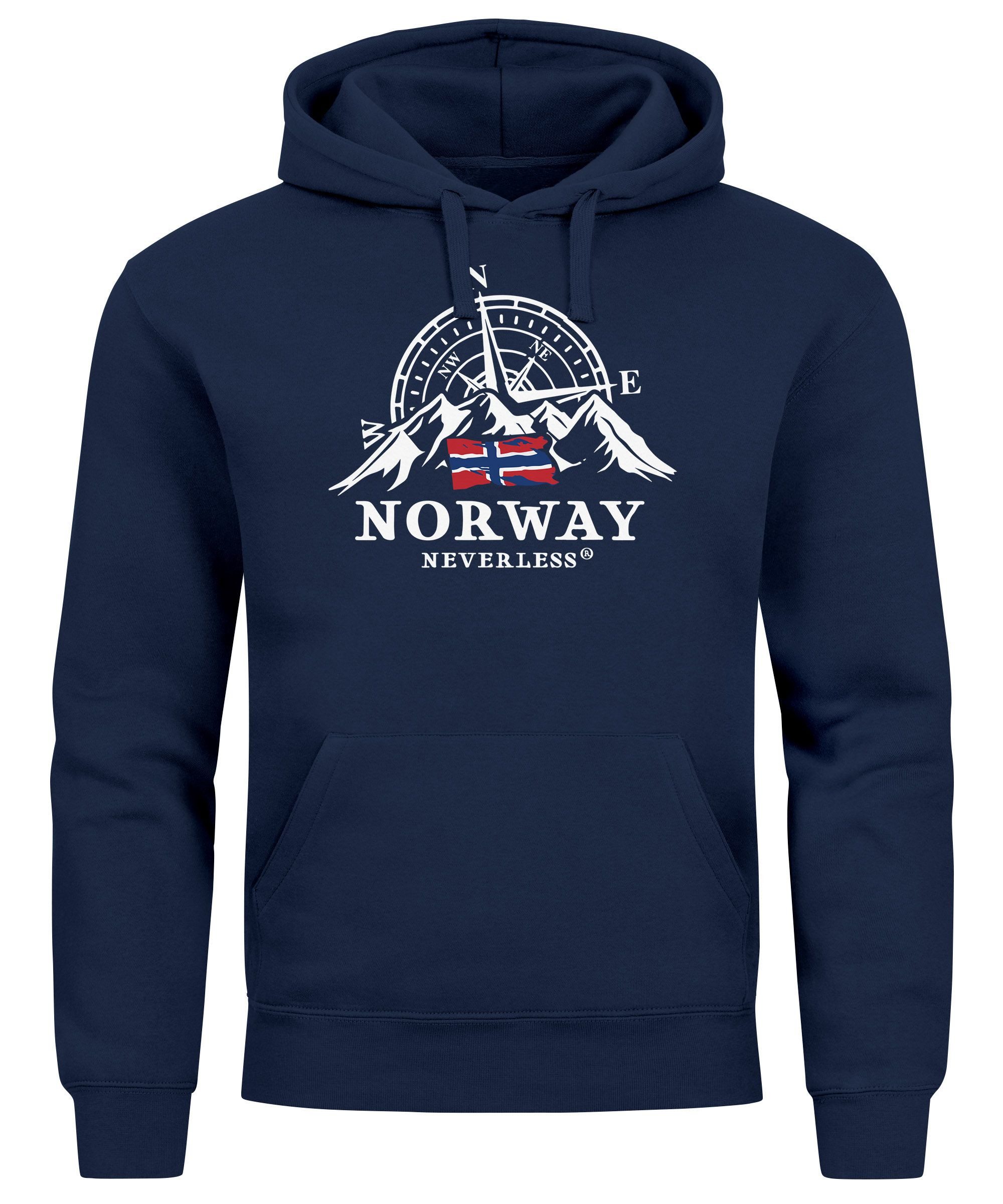 Neverless Hoodie Hoodie Herren Norwegen Flagge Skandinavien Nordisch Kompas günstig online kaufen