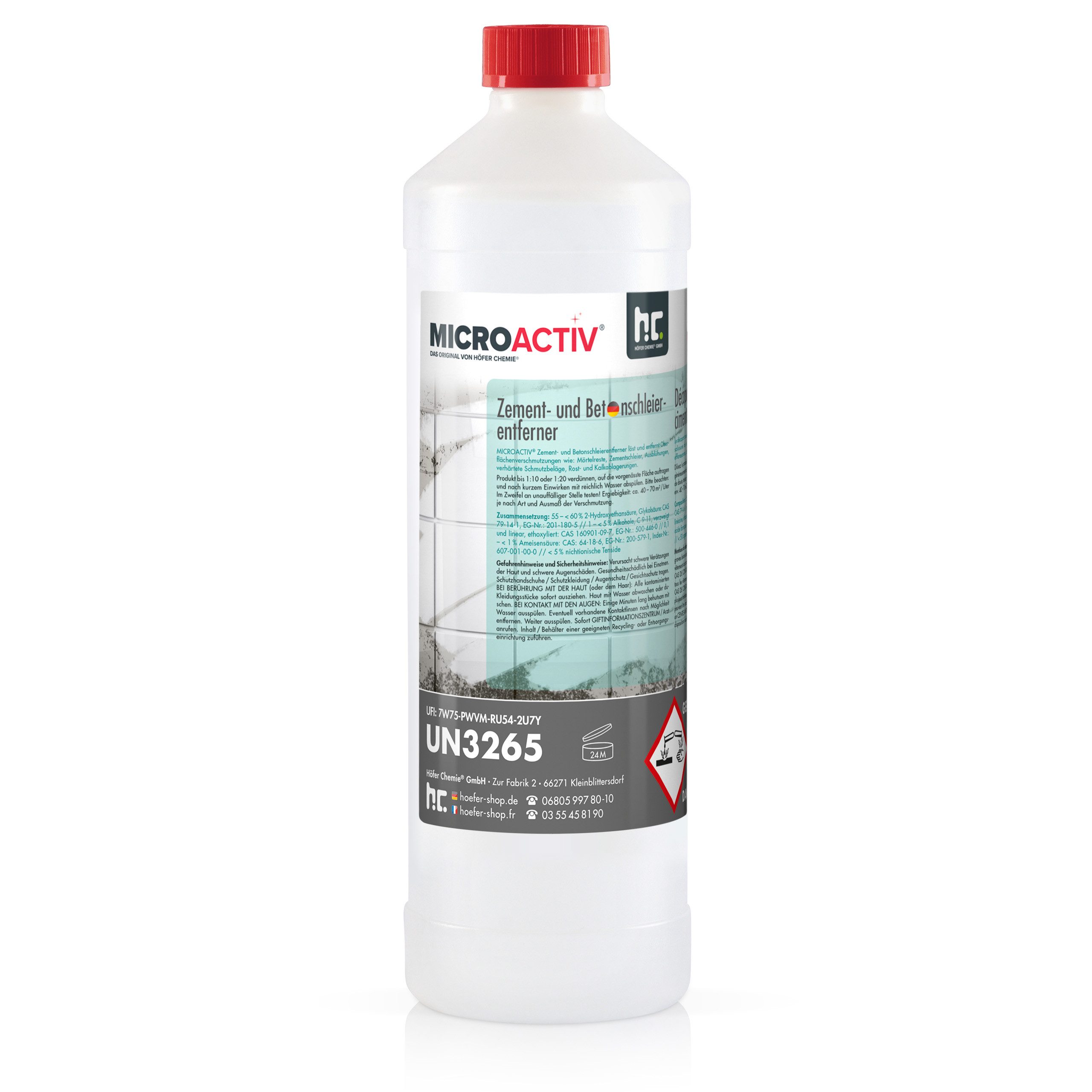 6x 1 L Microactiv® Zement- und Betonschleierentferner Grundreiniger