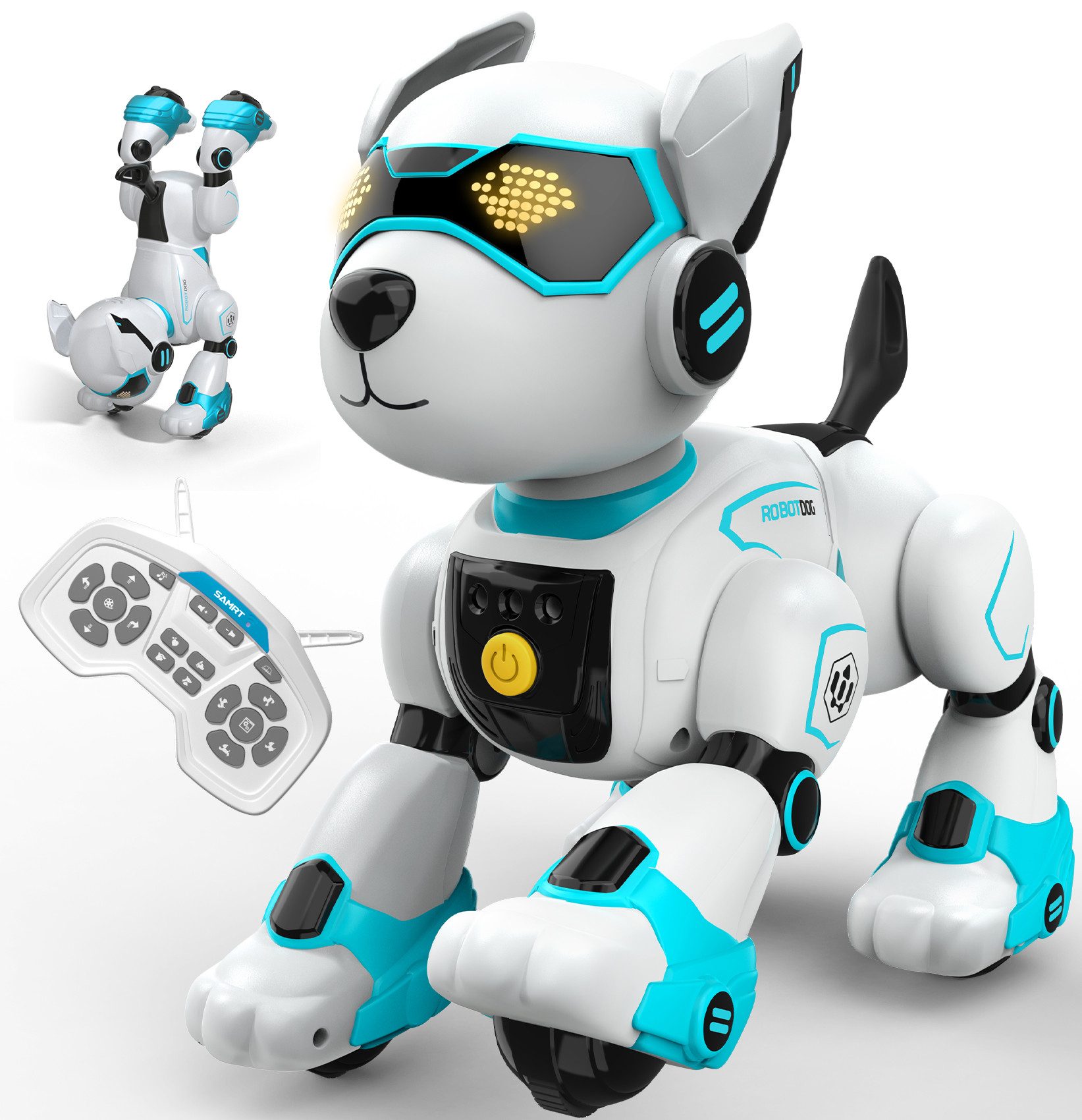 Fanttik Rc робот Roboter Hund Kinder Puzzle Spielzeug Festival Geschenk (Programmierbarer Roboterhund mit Sprachbefehle,Fernbedienung, Berührungssensor), Roboterhund Spielzeug ab 3 Jahre mit Wiederaufladbarer Batterie