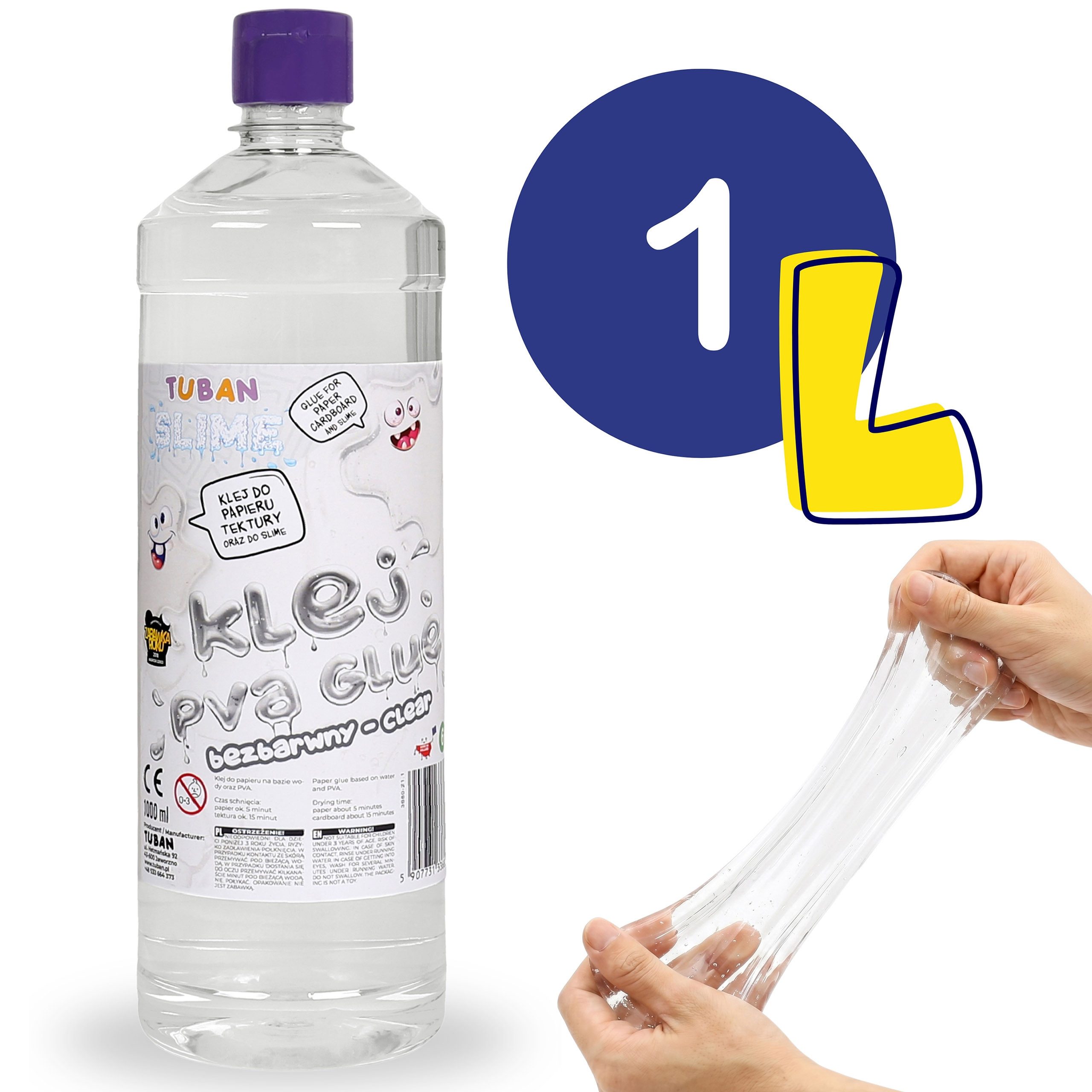 Sarcia.eu Bastelkleber Tuban Slime Kleber 1L – transparenter PVA Bastelkleber, DIY – Bild 3 von 5