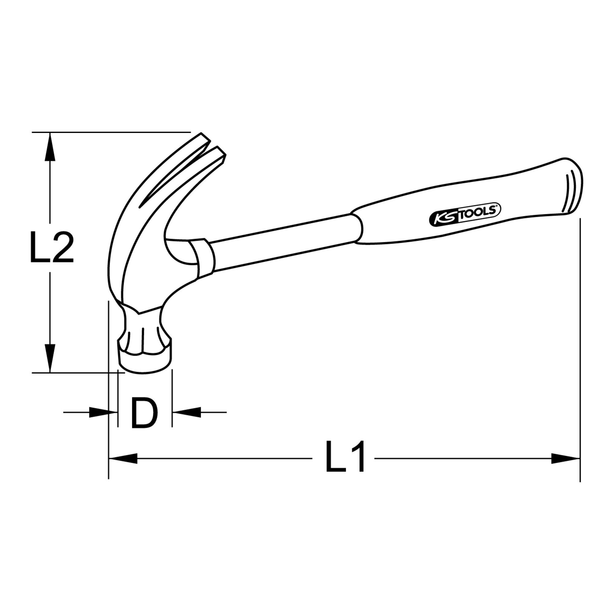 KS Tools Klauenhammer KS Tools Klauenhammer, amerikanische Form, 600g
