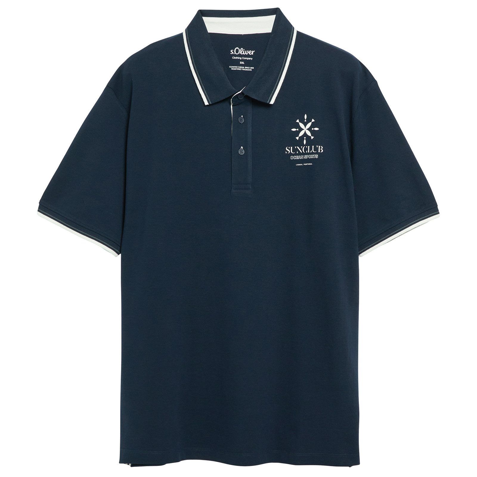 s.Oliver Poloshirt s.Oliver Übergrößen Poloshirt dunkelblau Brustprint