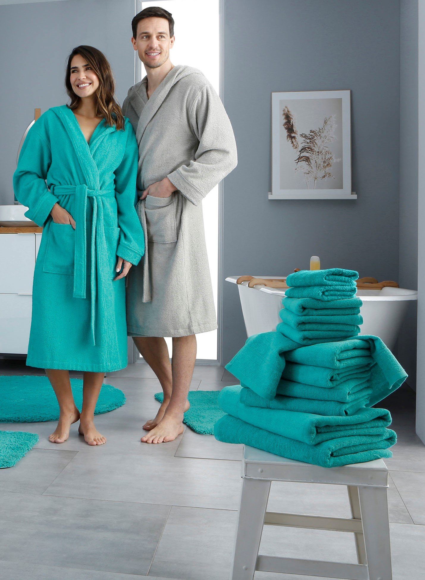 Sanremo, home Handtücher 100% Handtuch Frottier, Set Baumwolle Handtuch-Set my aqua (Set, mit aus 12-tlg), einfarbiges Bordüre,