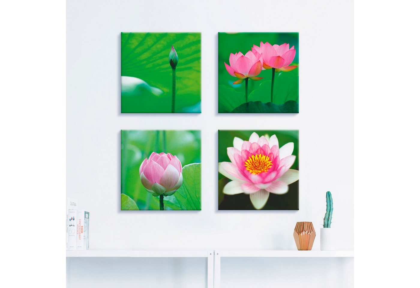 Artland Leinwandbild »Lotusblumen Motive«, Blumen (4 Stück)-HomeTrends