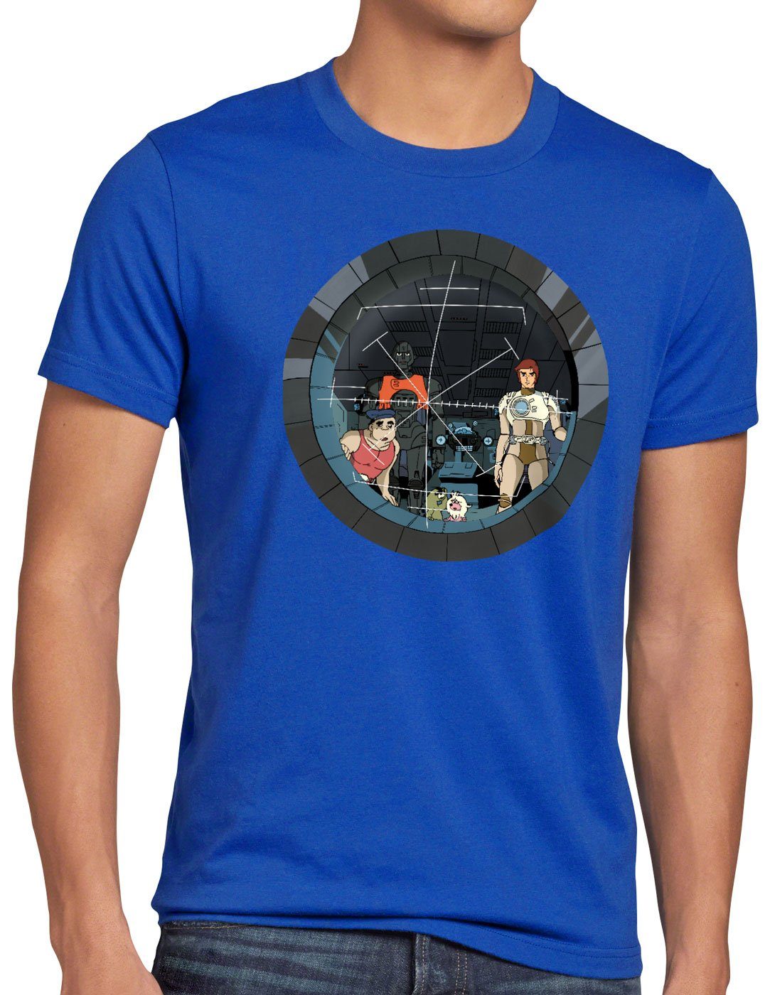 style3 Print-Shirt Herren T-Shirt raumschiff anime Crew blau Future captain