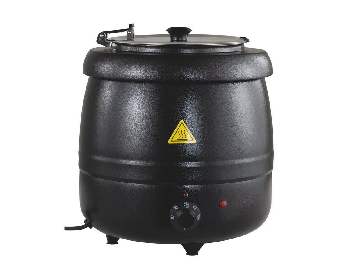 GastroHero Suppentopf Suppentopf 10 Liter schwarz elektrisch Buffet, Edelstahl, Wasserbad-System, herausnehmbarer Innenbehälter