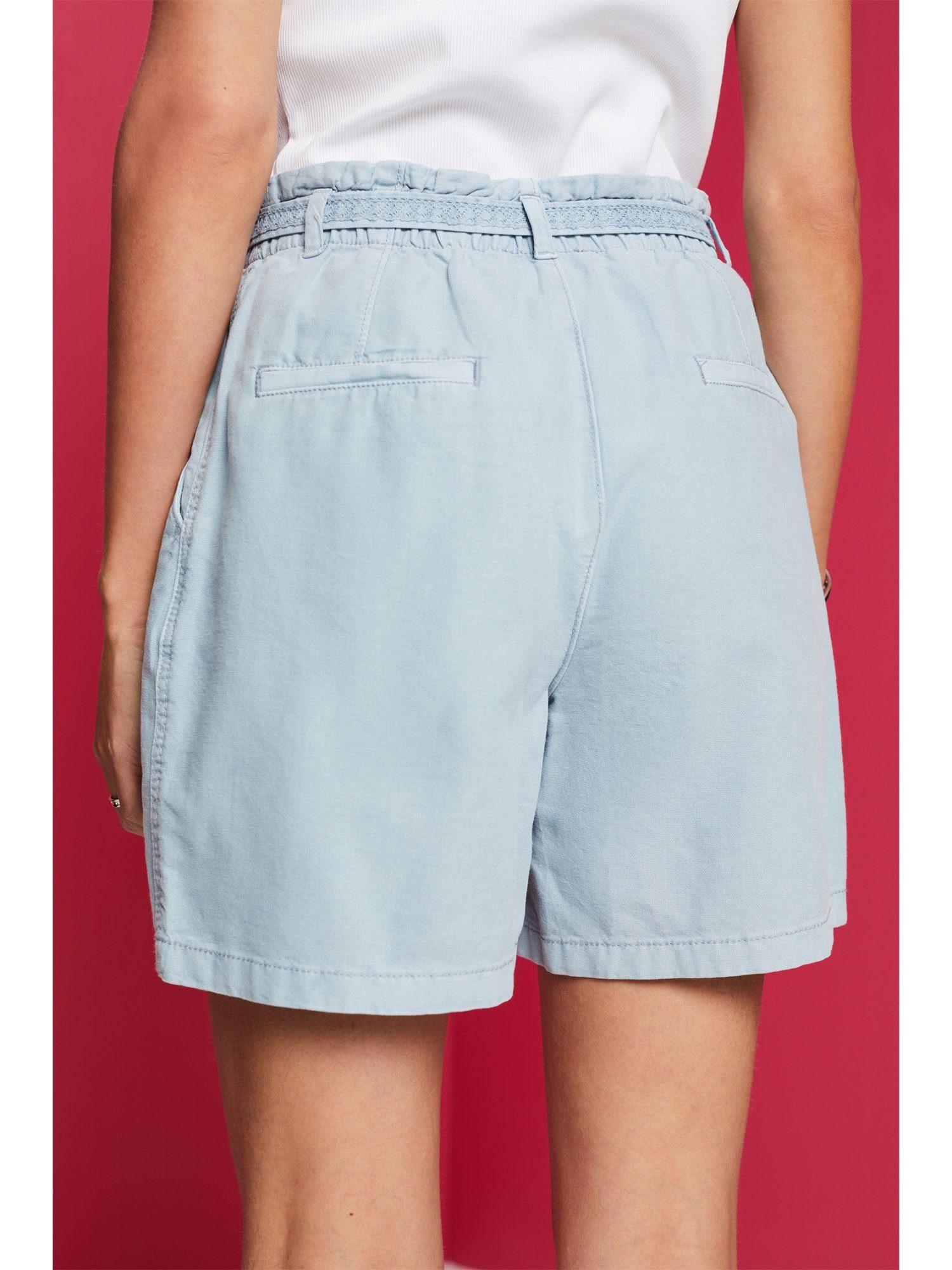 Esprit Shorts Shorts mit LAVENDER (1-tlg) aus Leinenmix Bindegürtel LIGHT BLUE