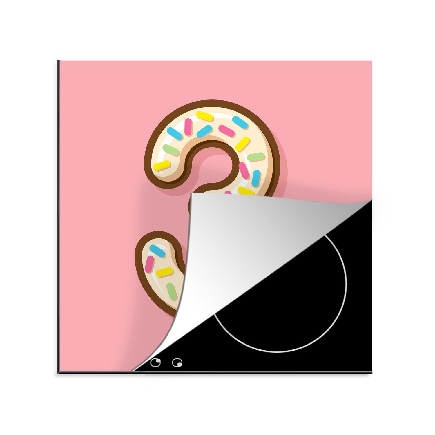 Arbeitsplatte küche tlg), Ceranfeldabdeckung, Herdblende-/Abdeckplatte cm, für Vinyl, Nummer 3 Donut-Design, MuchoWow (1 78x78