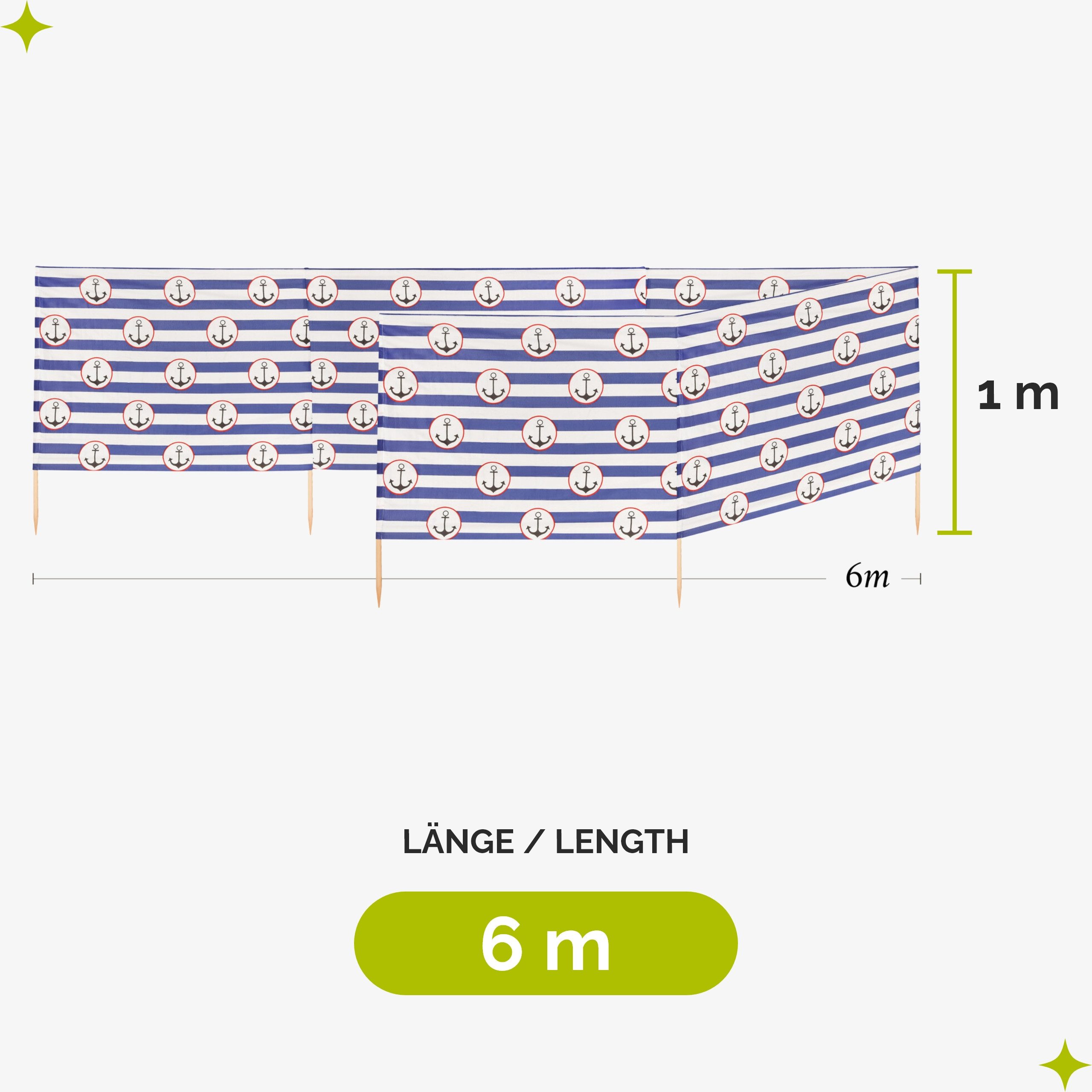 Garronda Windschutz Strand Sichtschutz 6m lang günstig online kaufen