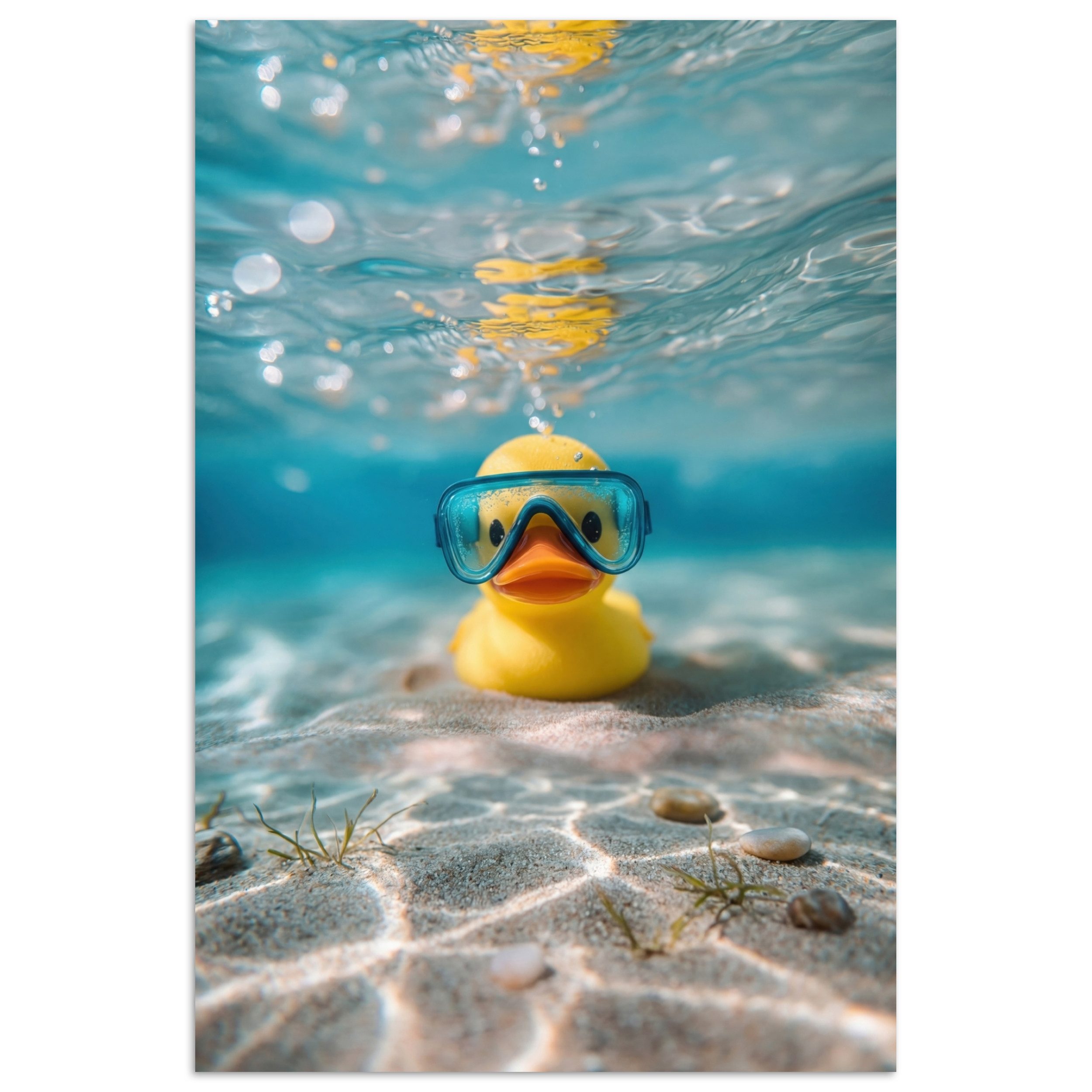 MuchoWow Poster Schwimmbrille - Ente - Wasser, (1 St), Poster ohne Rahmen, Wandbild, Wandposter, 20x30 cm