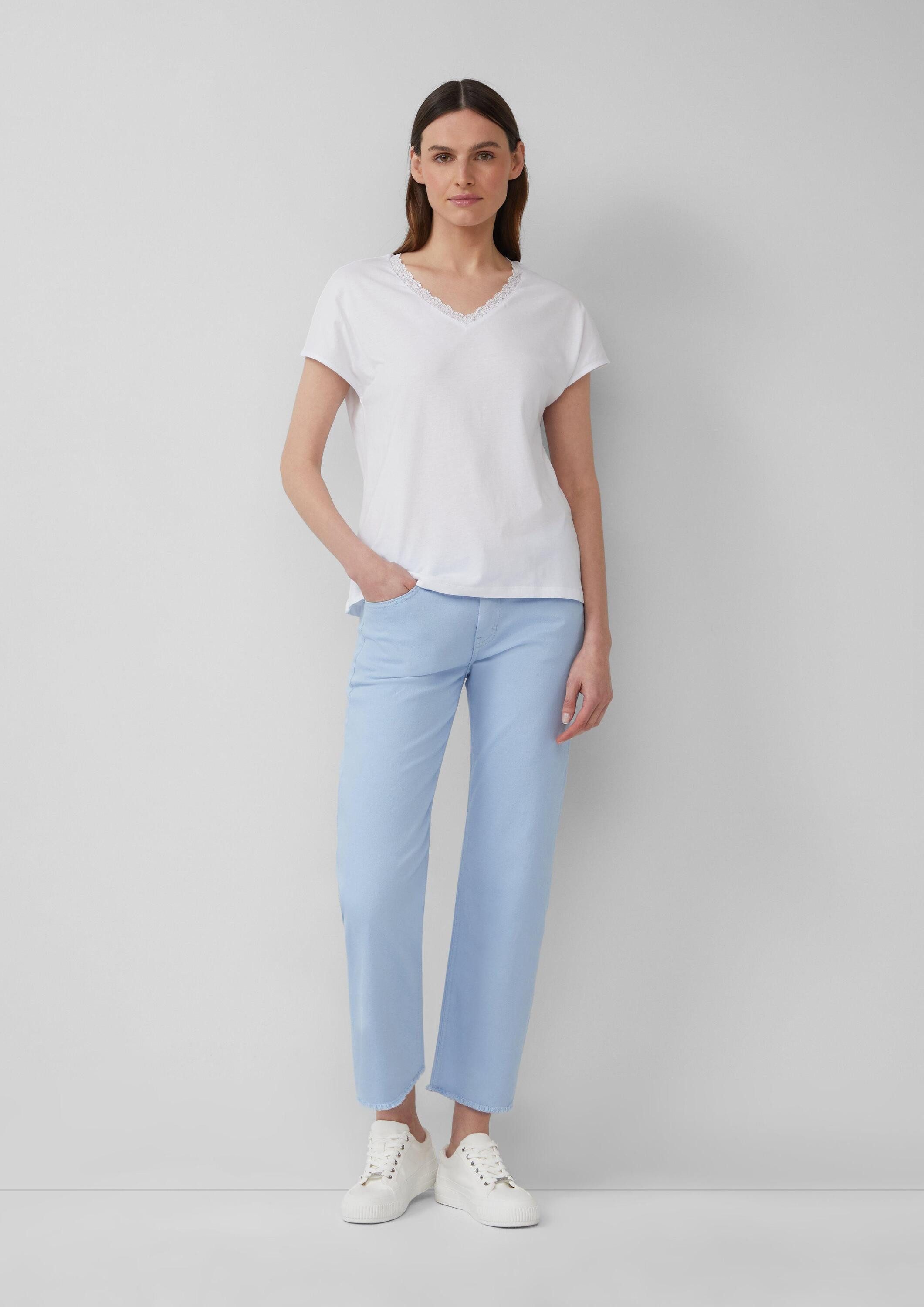 s.Oliver Kurzarmshirt T-Shirt T-Shirt mit Spitze aus Modalmix