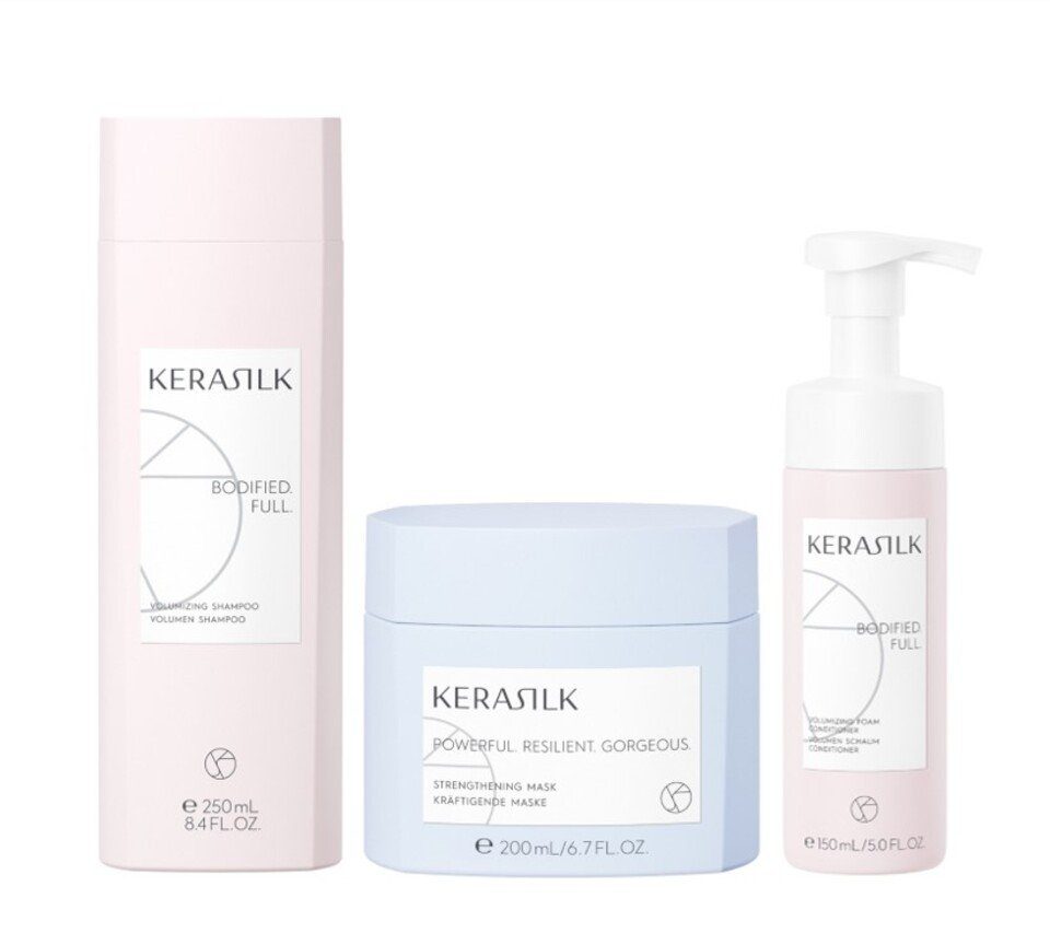 Kerasilk Haarpflege-Set Volumen Shampoo + Schaum Conditioner + Maske, Set, 3-tlg., vegan | Haarpflege-Sets