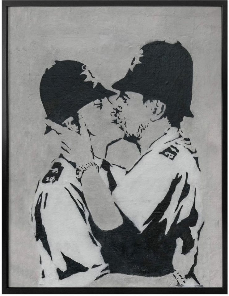 Poster, Policemen, Kissing Bilder Graffiti Bild, St), Menschen Poster (1 Wandposter Wall-Art Wandbild,