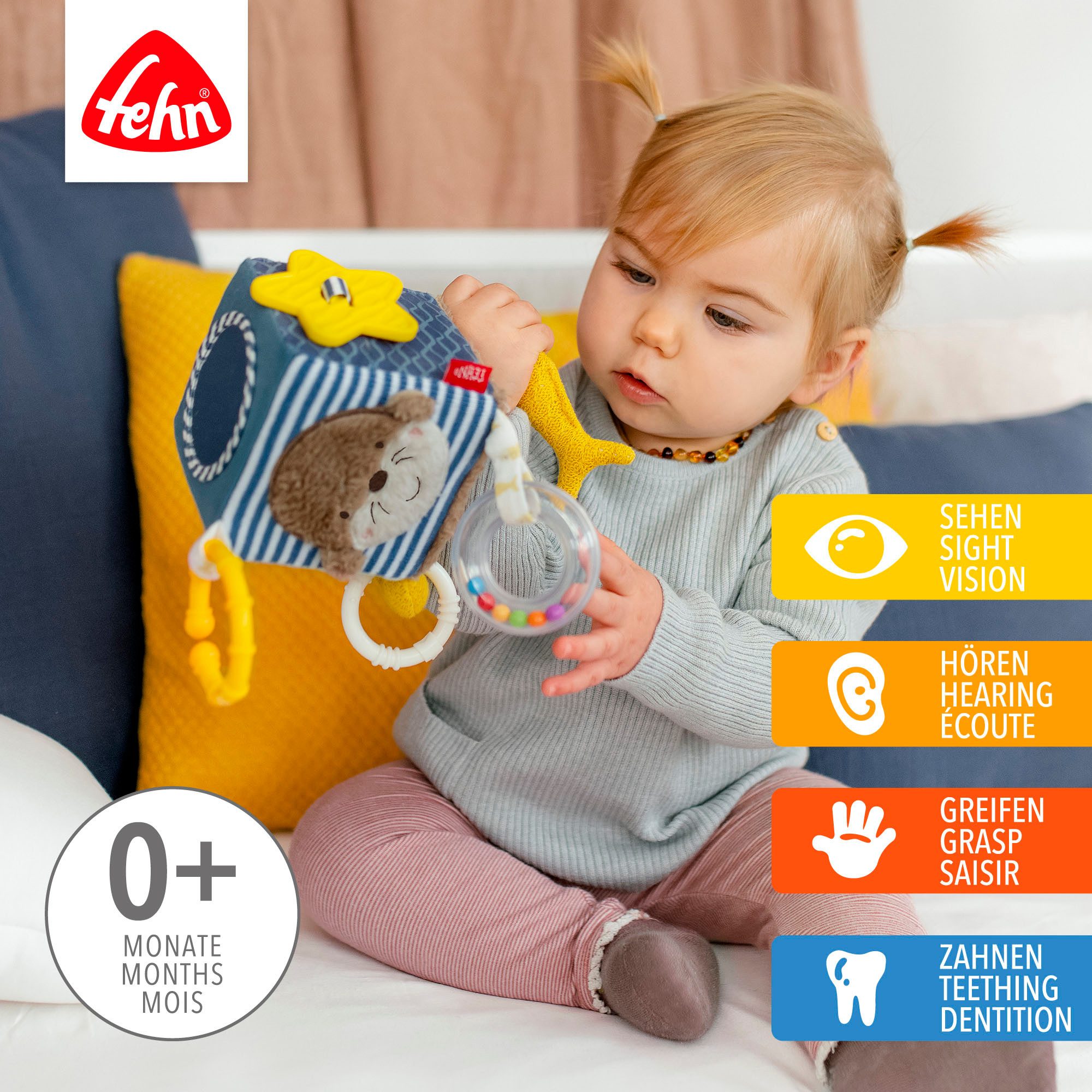 Fehn Greifspielzeug Otter Theo, Activity-Würfel Otter, mit Befestigungsring günstig online kaufen