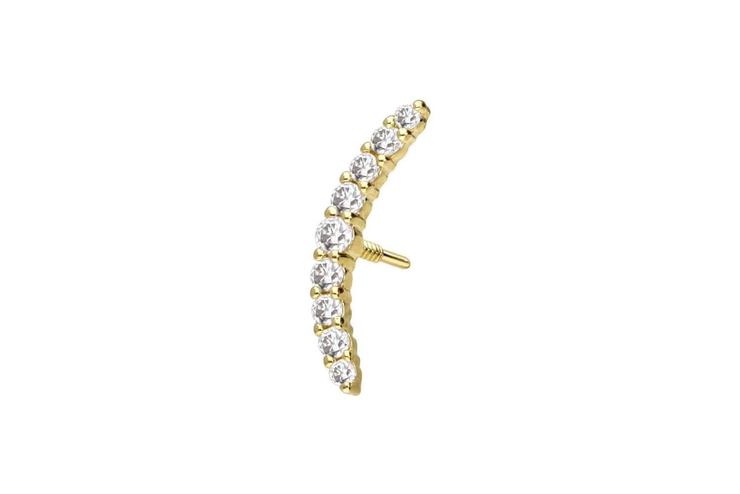 PIERCINGLINE Piercing-Set 14 Karat Gold Schraubaufsatz mit Außengewinde MOISSANIT-BOGEN (Schraub-Aufsätze, 1-tlg)