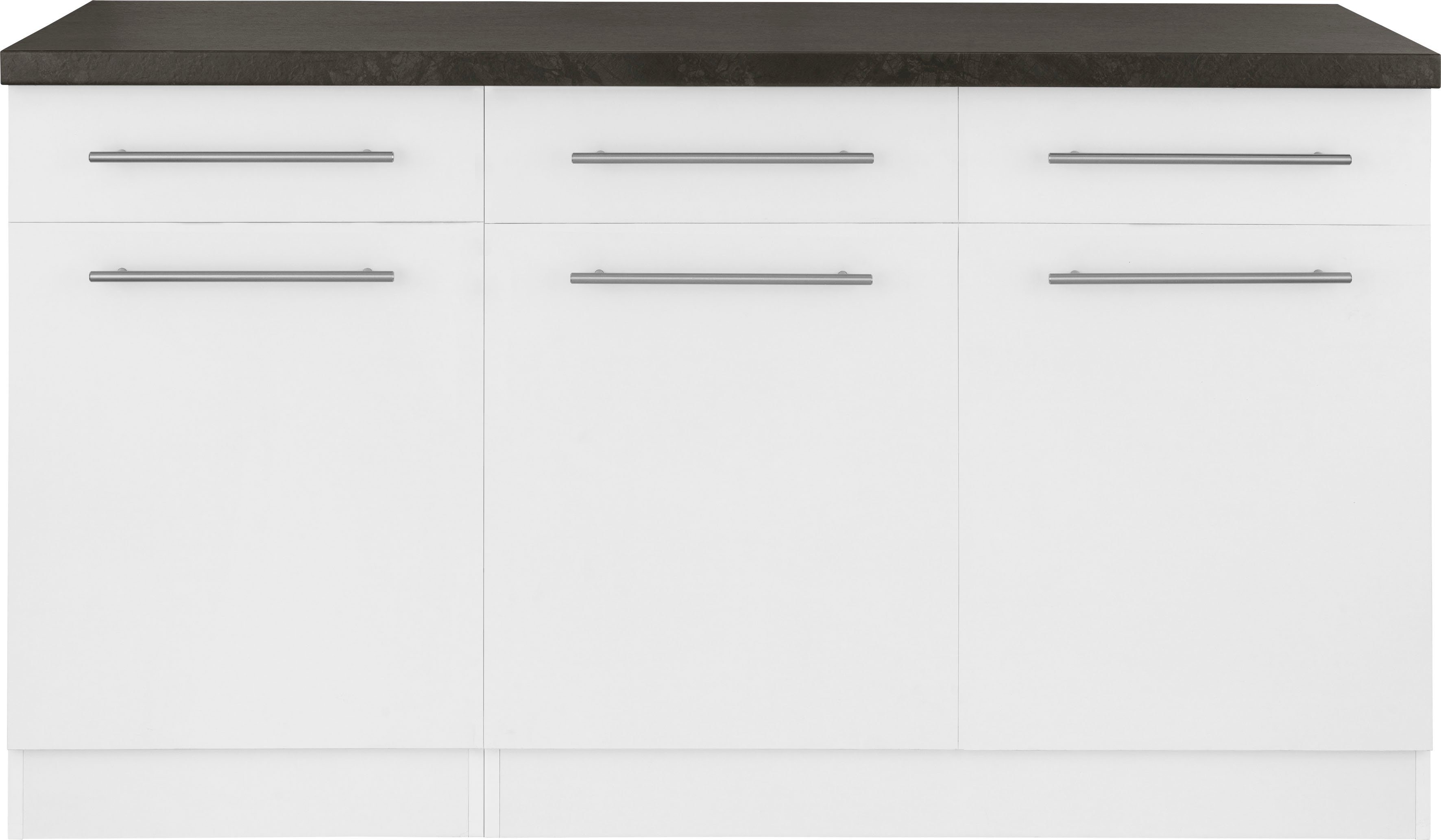 Weiß cm wiho Küchen Unterschrank 150 Unna weiß/granit | schwarz breit