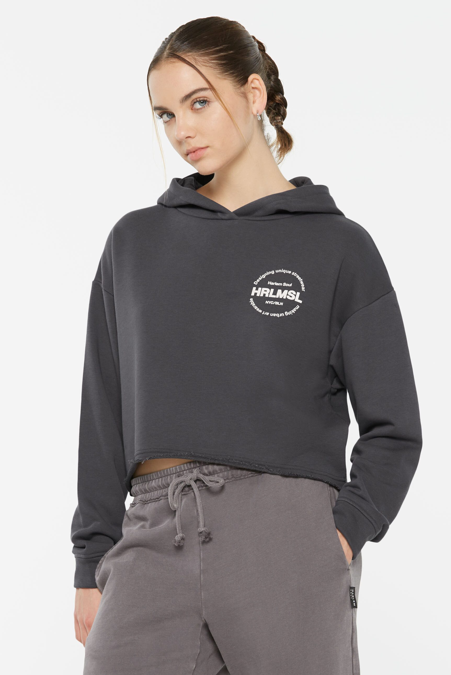 Harlem Soul Kapuzensweatshirt mit offenem Saum