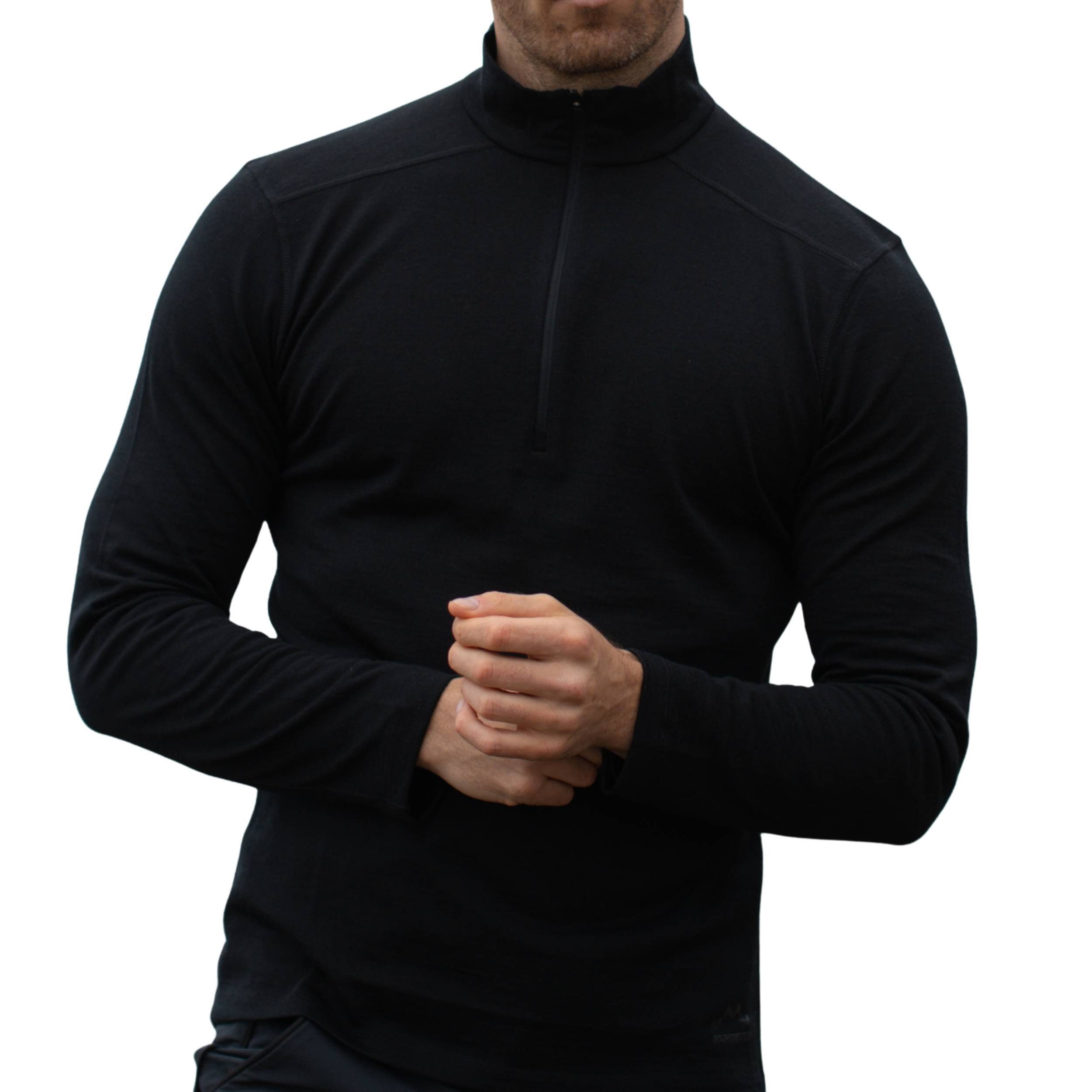 Alpenwert Funktionsshirt Herren Zip-Pullover aus 100% Merinowolle – atmungs günstig online kaufen