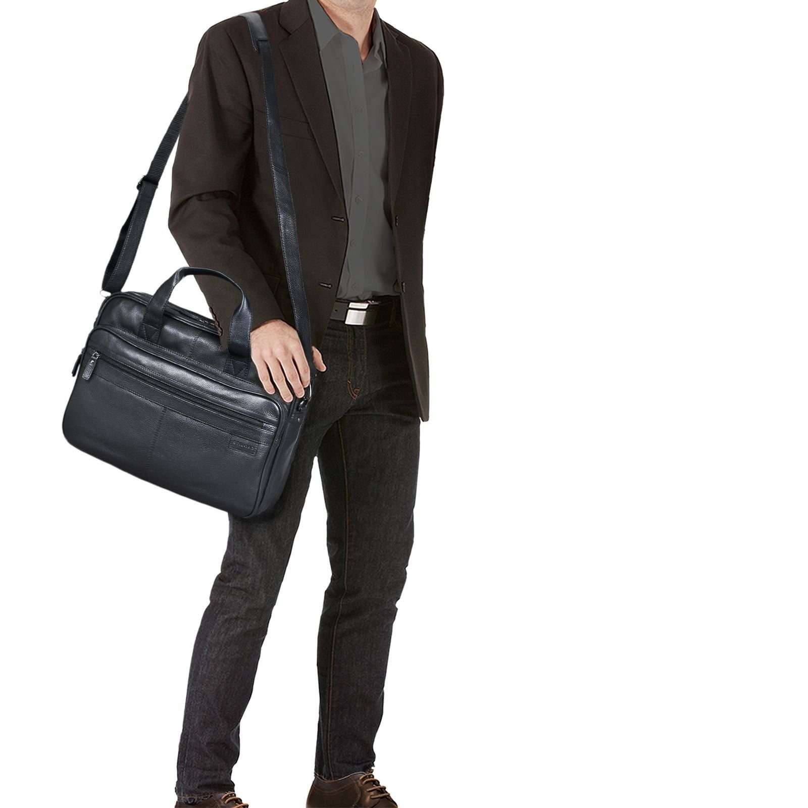 STILORD Laptoptasche "Atlantis" Leder Aktentasche groß
