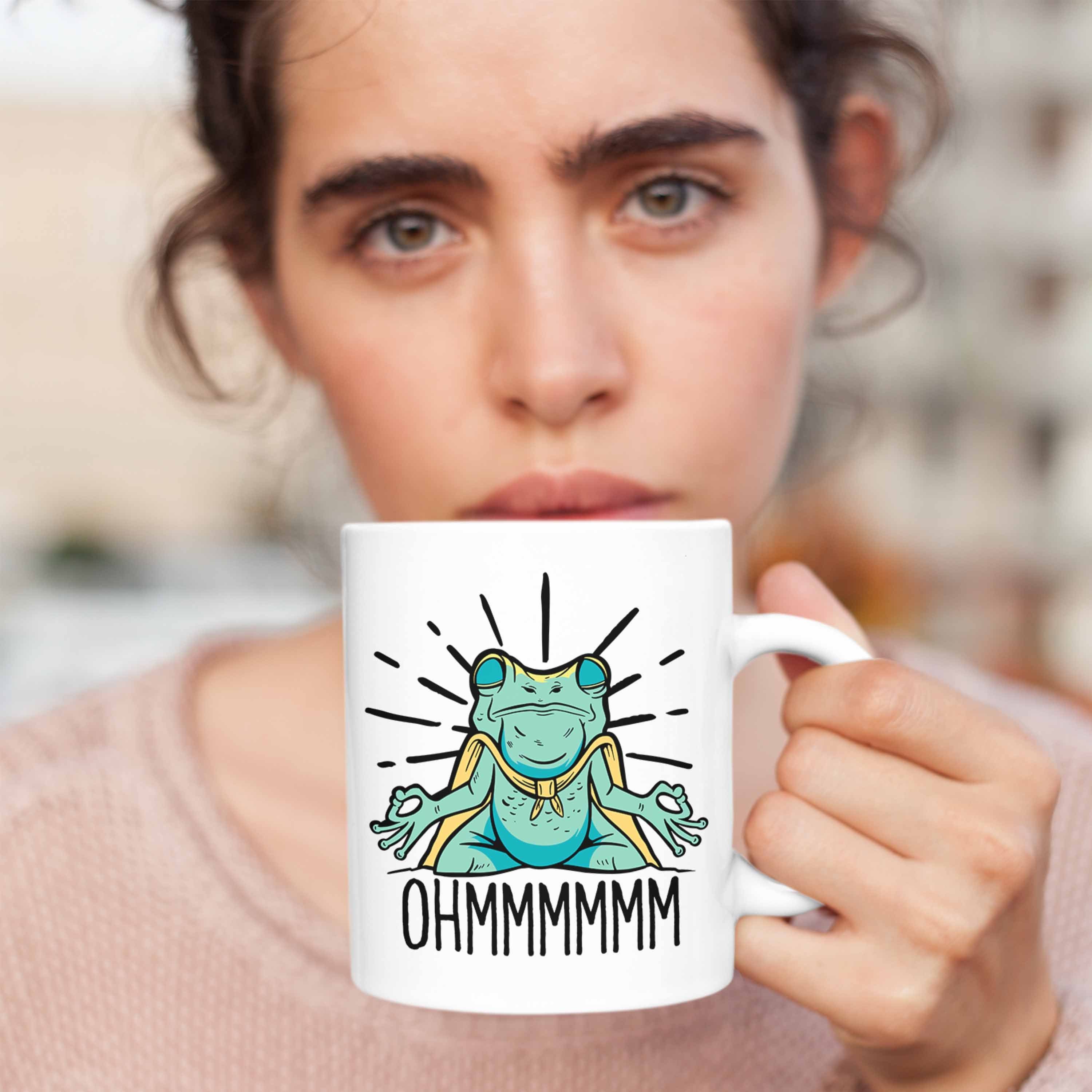 Frosch Tasse Trendation Tasse meditationsbegeisterte Mediration Geschenk Weiss Meditiere für