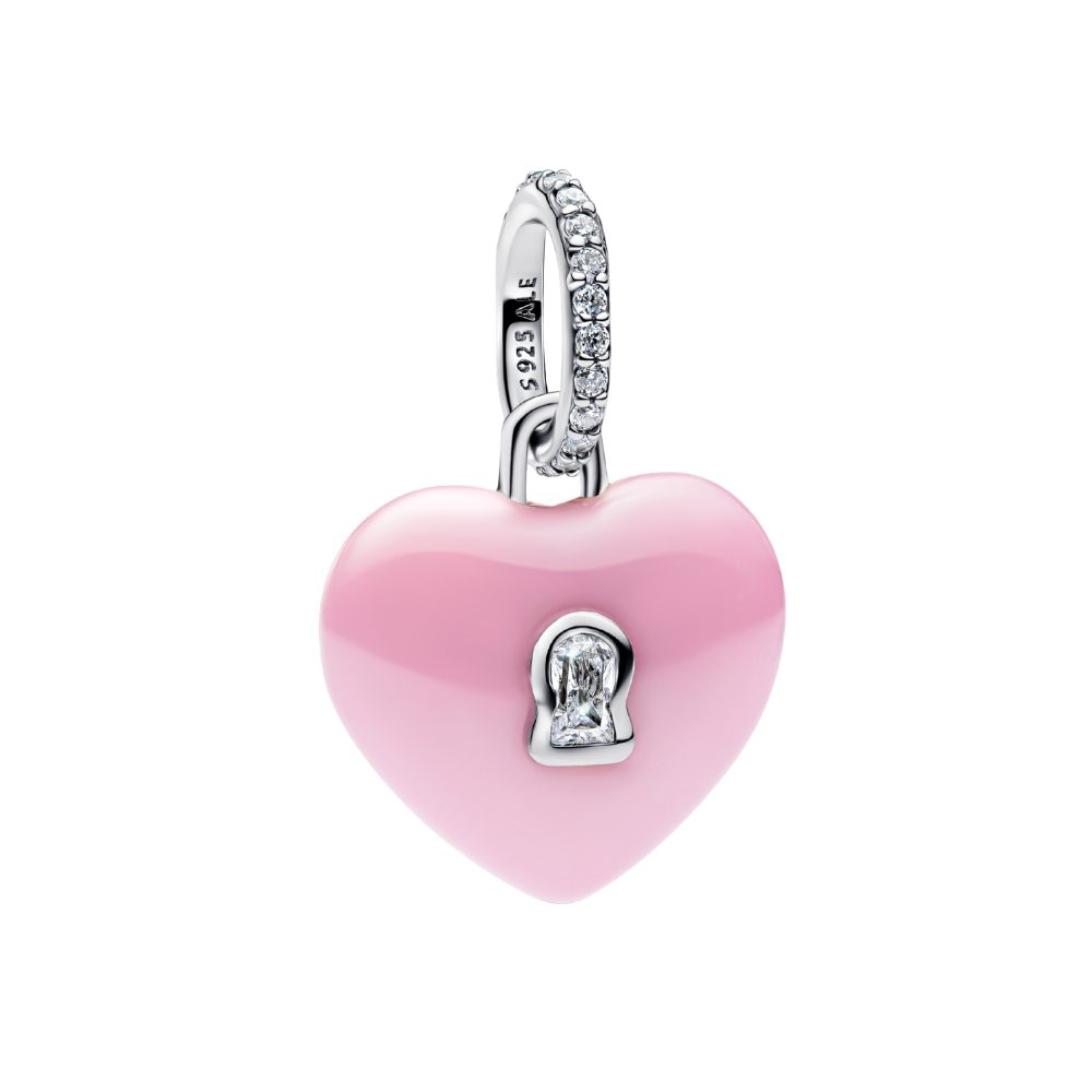 Pandora Charm-Einhänger 794424C01, Keramik-Herz pink