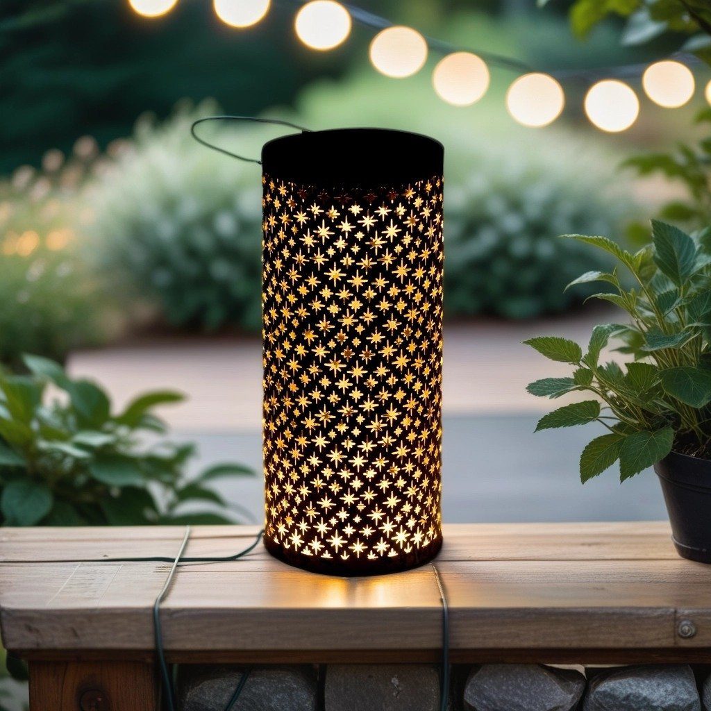 Marrakesch Orient & Mediterran Interior LED Solarleuchte Vintage Solarlaterne Joran handgefertigt aus Metall in Grün 30 cm, LED fest integriert, Hängeleuchte