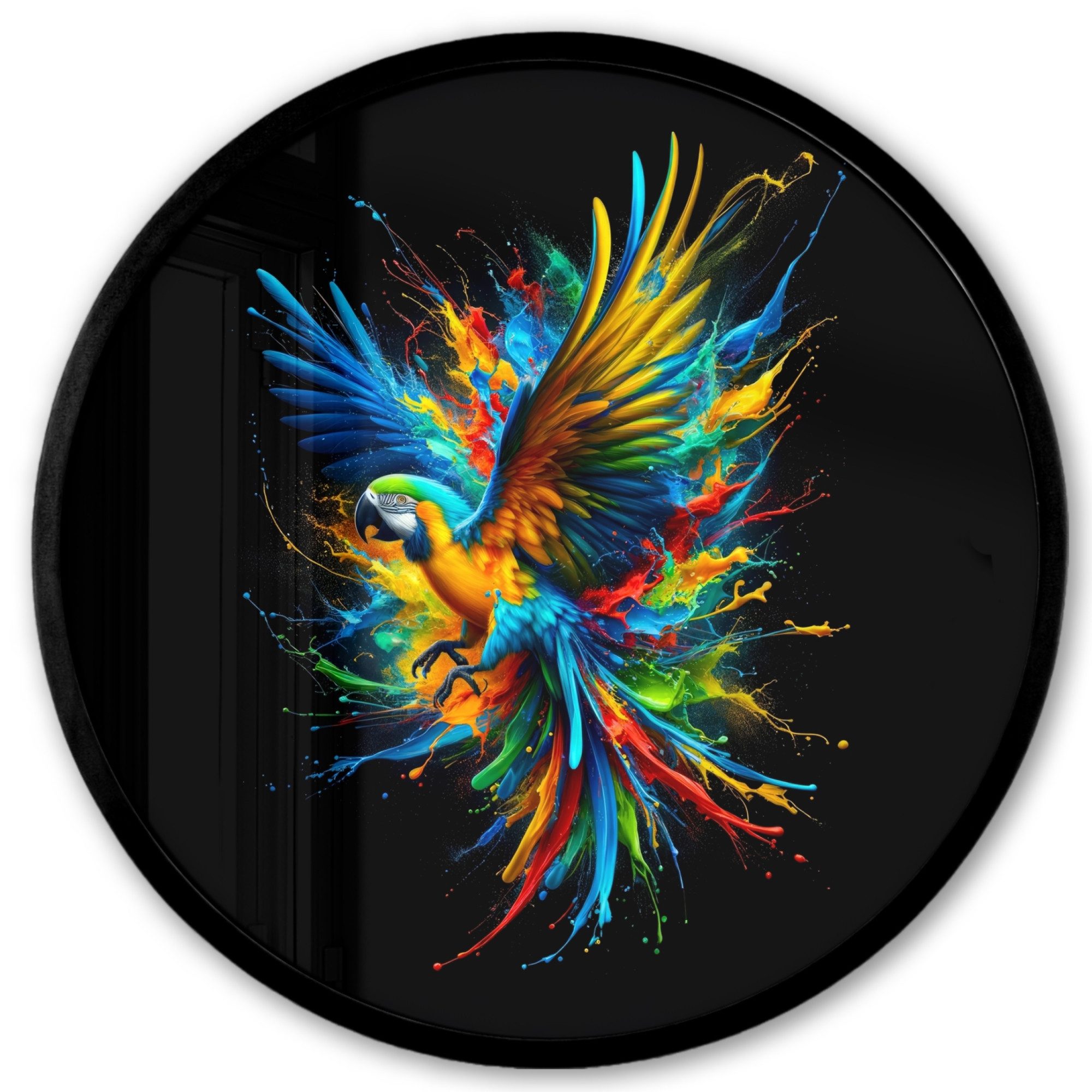 MuchoWow Poster Rund - Papagei - Vogel - Tier - Bunt - Farbe, (1 St), Runde Wandbilder, Deko für Wohnzimmer und Schlafzimmer, 40x40 cm