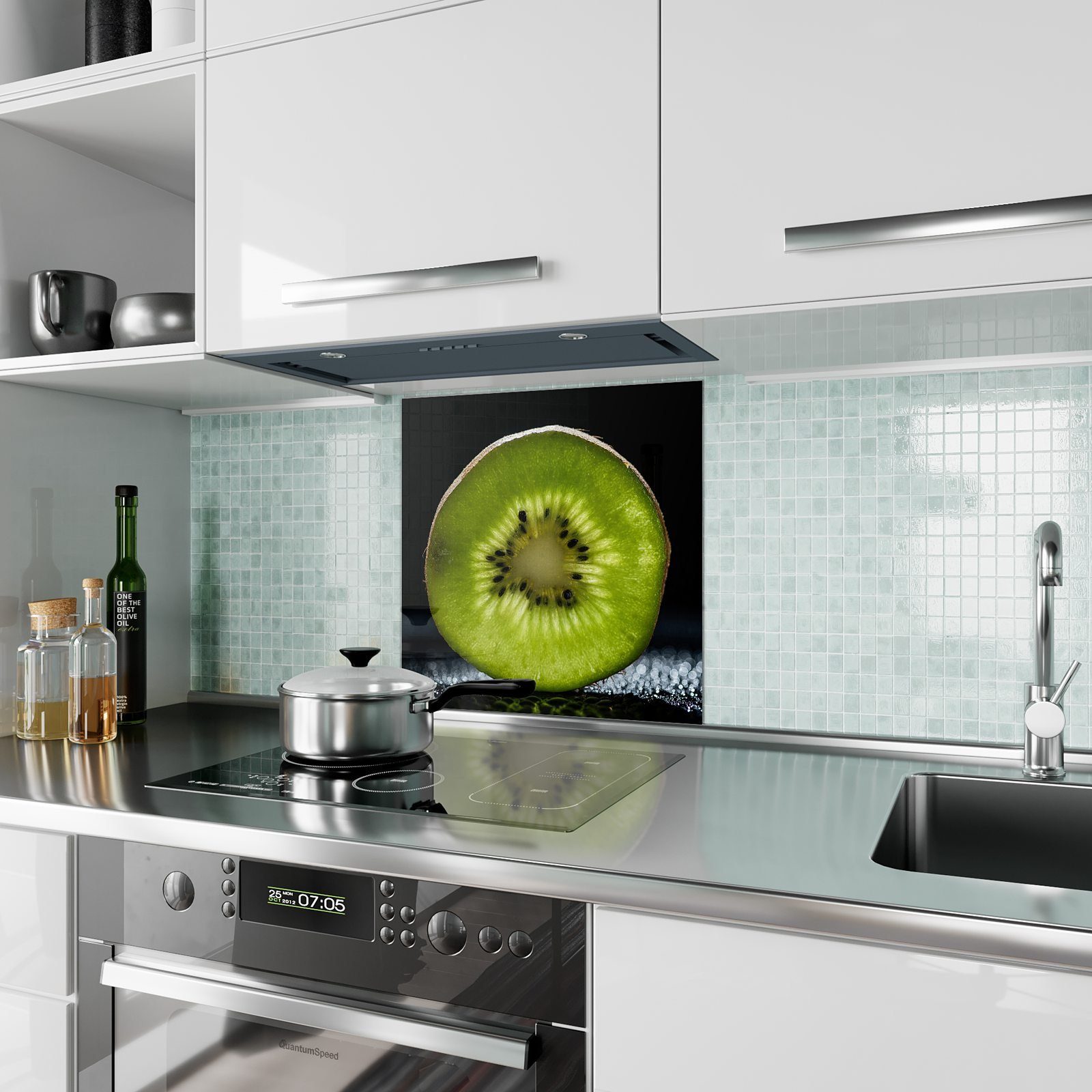 Kiwischeibe Primedeco Küchenrückwand mit Glas Spritzschutz Küchenrückwand dunkel Motiv