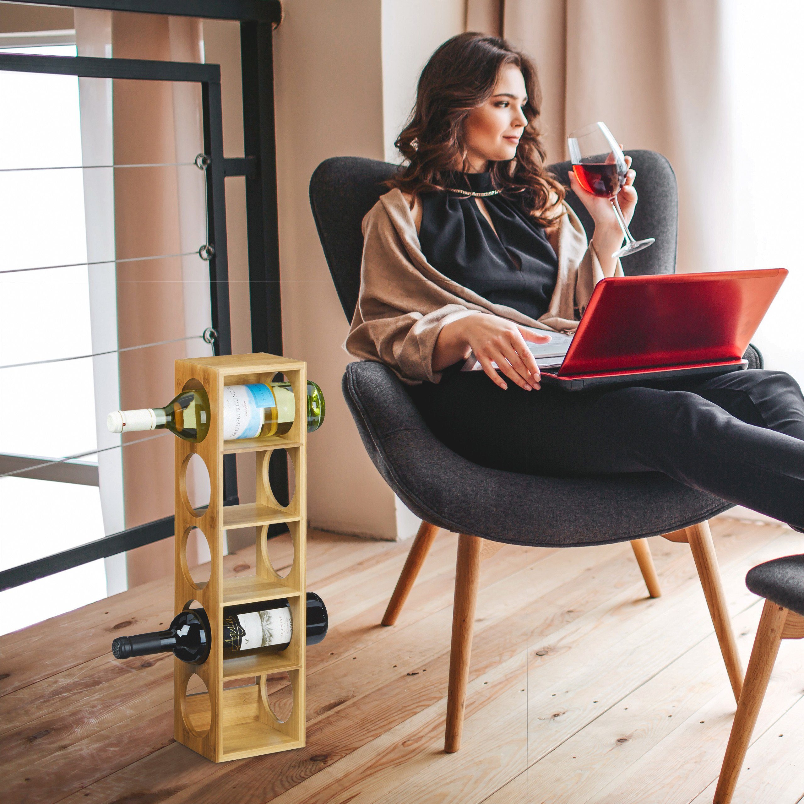 relaxdays Weinregal 2 x Weinregal Bambus