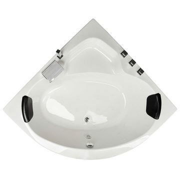 Basera® Badewanne Eck-Badewanne Maui 130 x 130 cm, (Komplett-Set), mit Wasserfall, LED und Kopfstützen