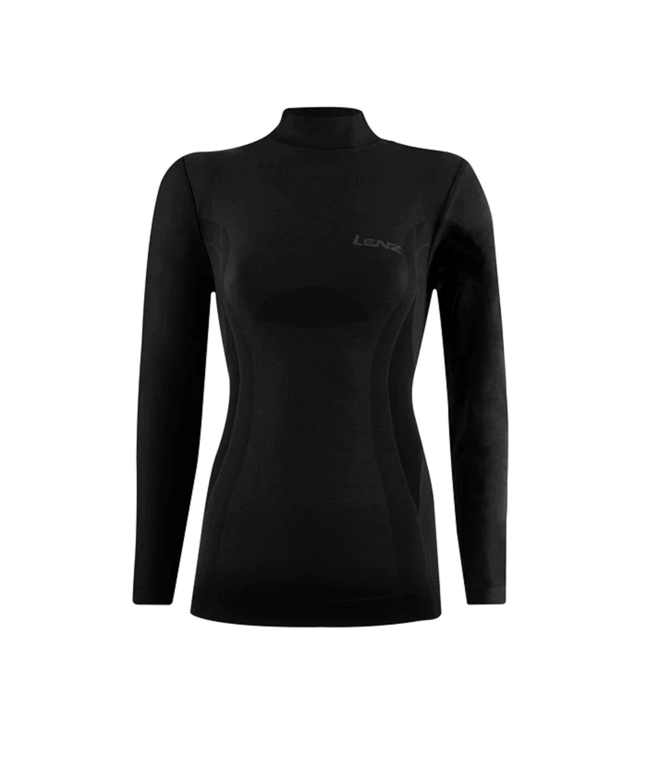 Lenz Langarmshirt Funktionsunterwäsche Merino 6.0 Stehkragen schwarz Damen