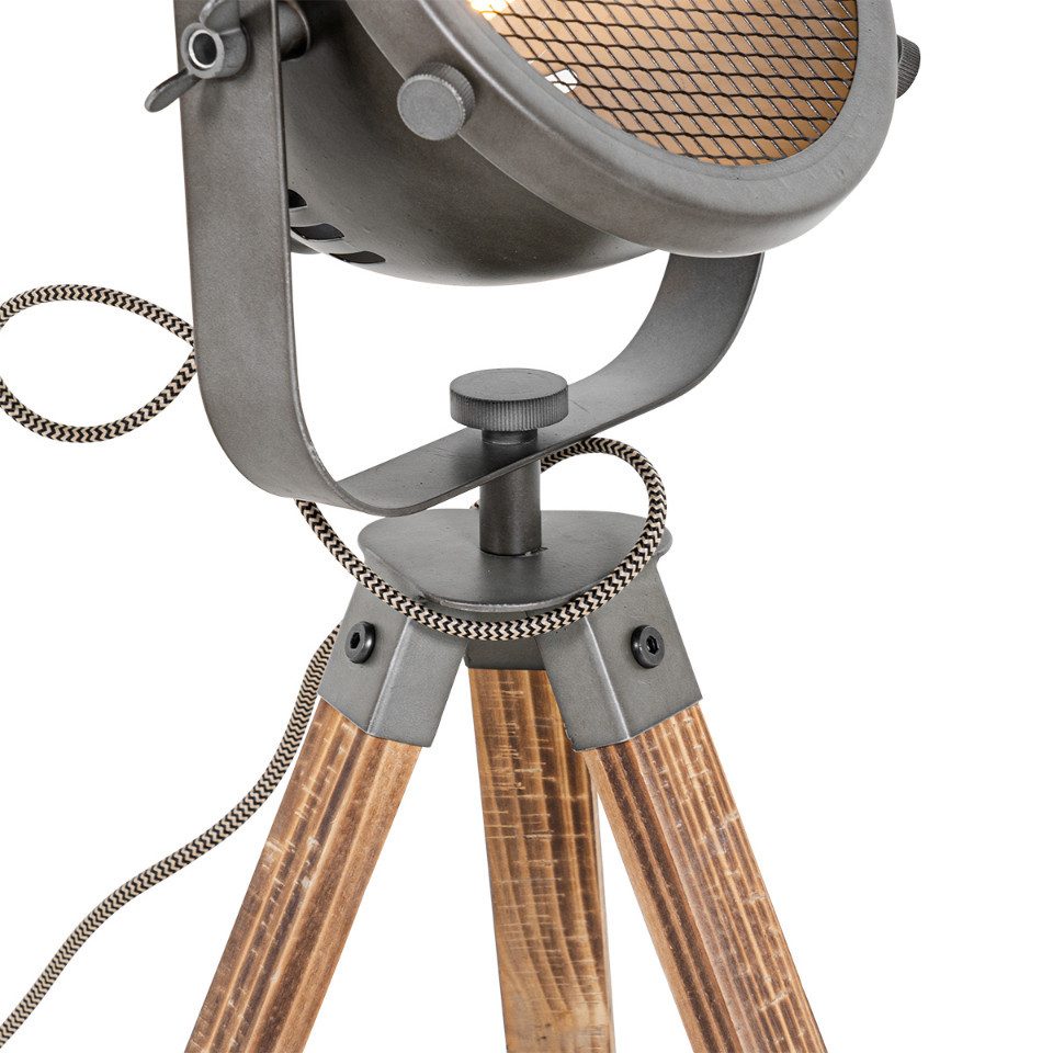 Qazqa Tischleuchte Emado, ohne Leuchtmittel, E27, Grau, Industrie, Stahl, 1 günstig online kaufen