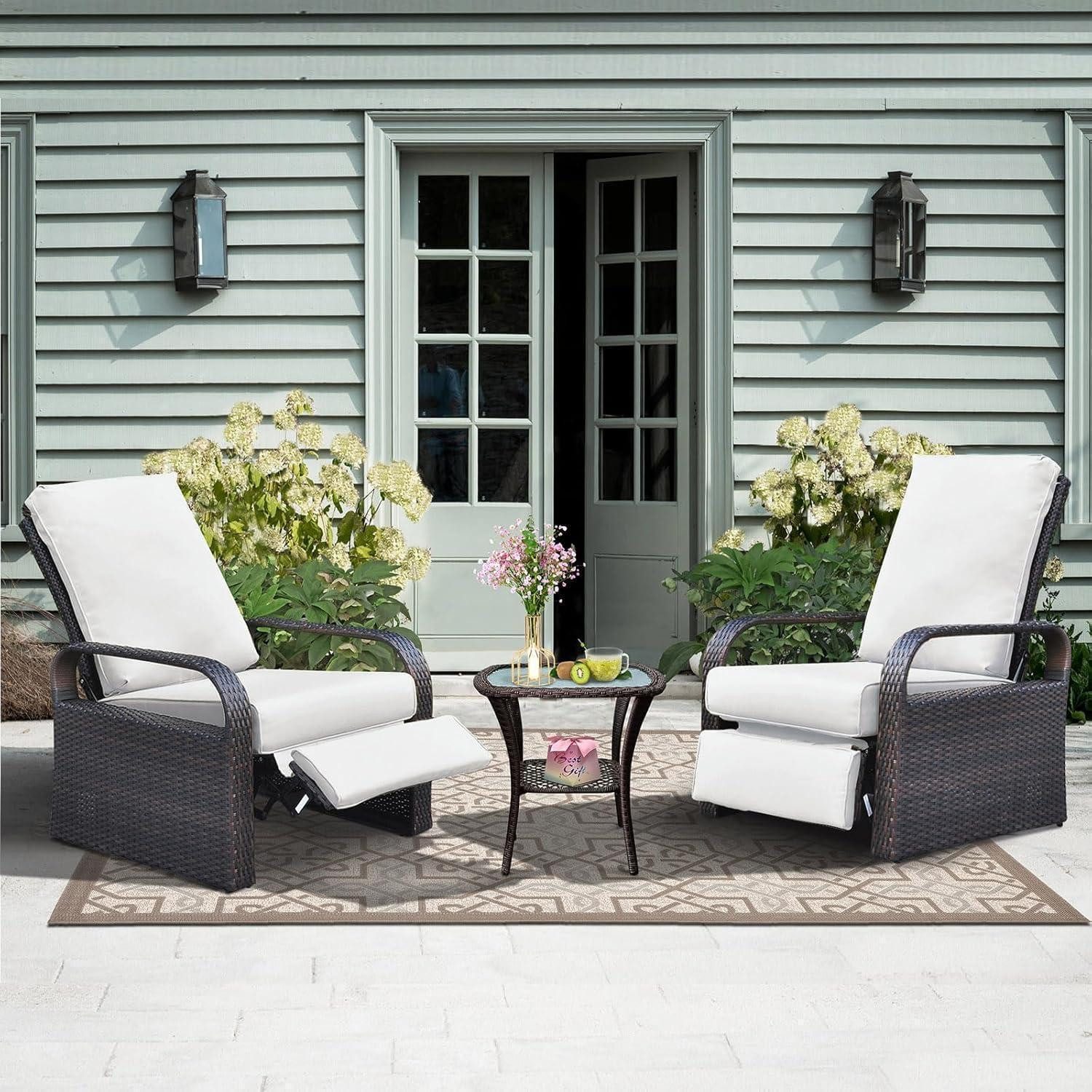 LuxusKollektion Gartenlounge-Set Liegestuhl Set 2-teilig, verstellbar, Beige