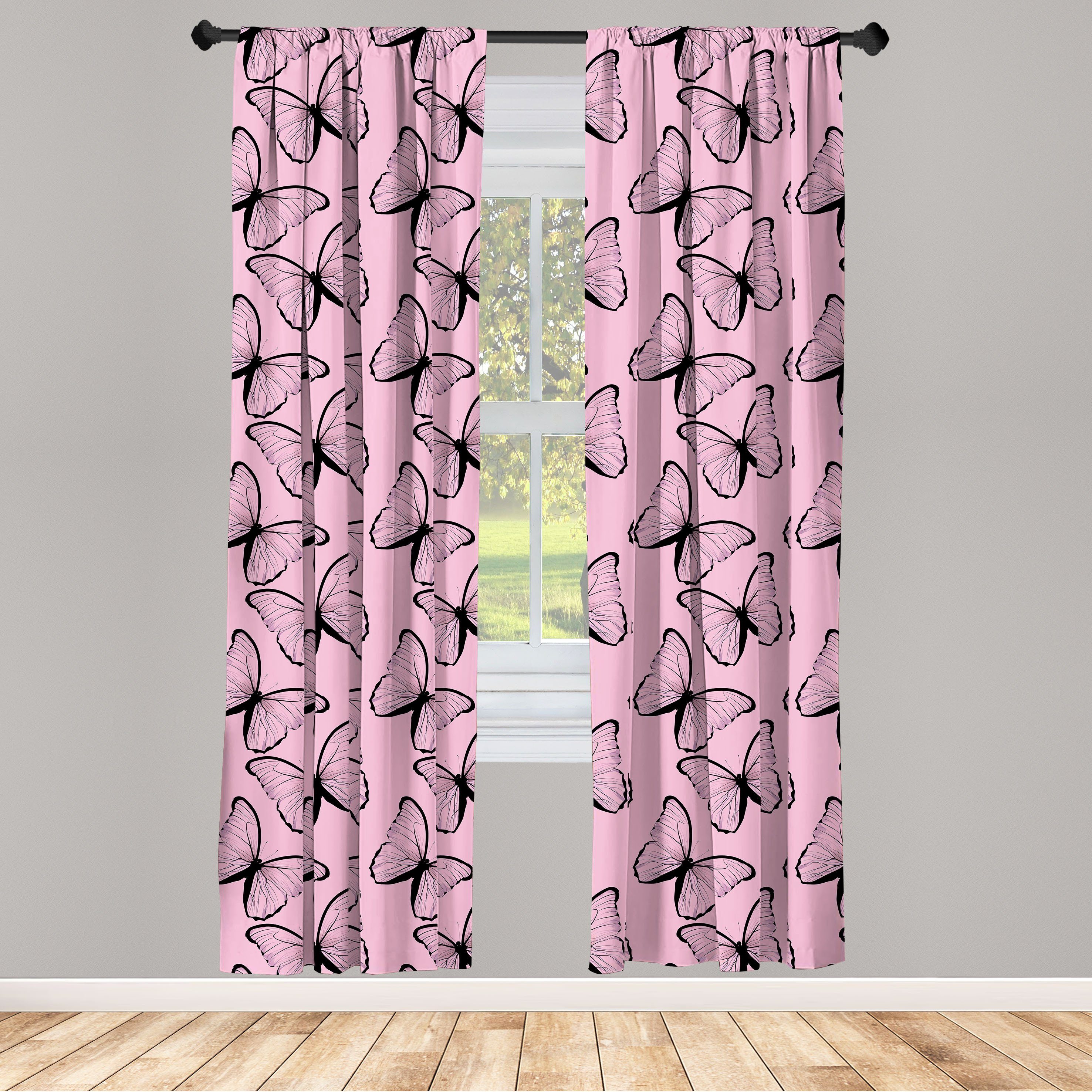 Gardine Vorhang für Wohnzimmer Schlafzimmer Tier Abakuhaus, Schmetterling Dekor, Microfaser, Frühling Gracious