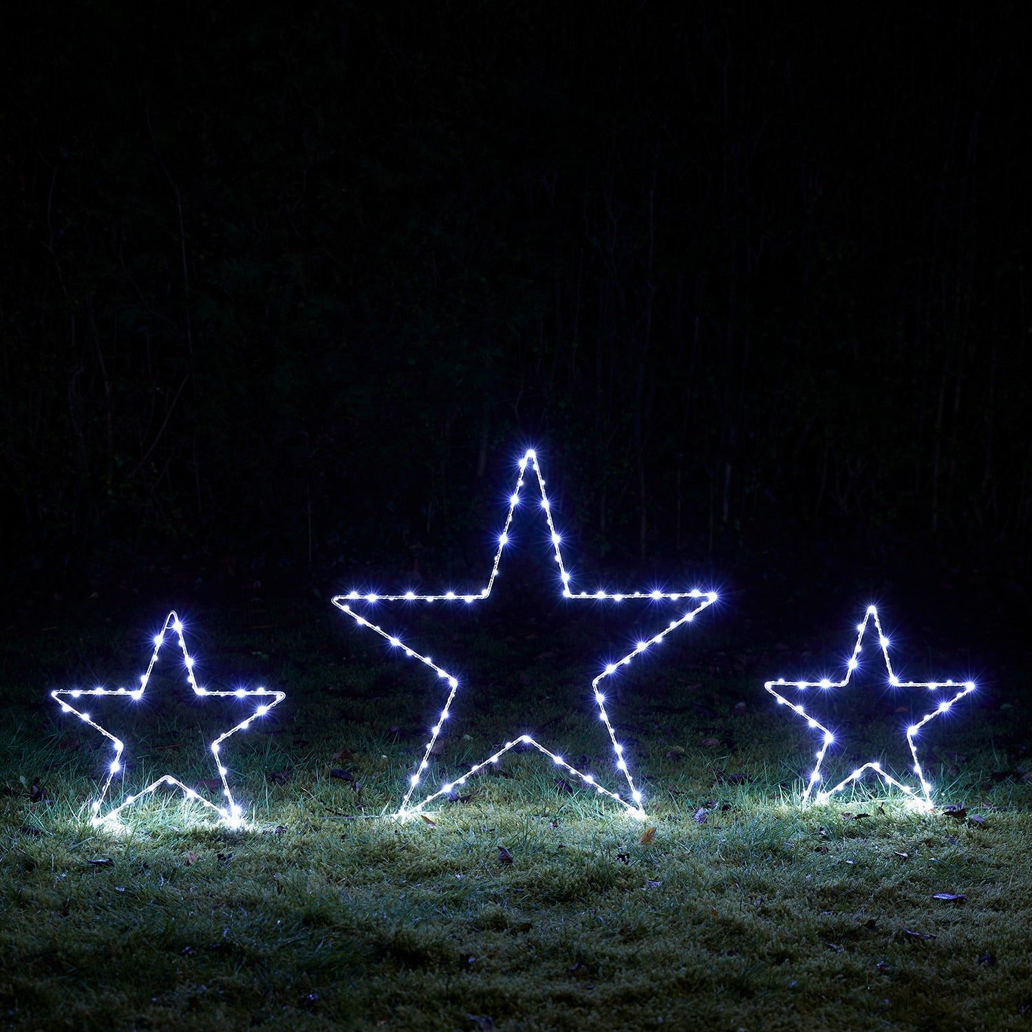 Lights4fun LED-Stern für außen 3er Set Osby LED Stern Stableuchten Weihnachtsdeko außen, Micro LED, Weihnachtsbeleuchtung, Höhe: 34 & 60cm – Bild 2 von 3