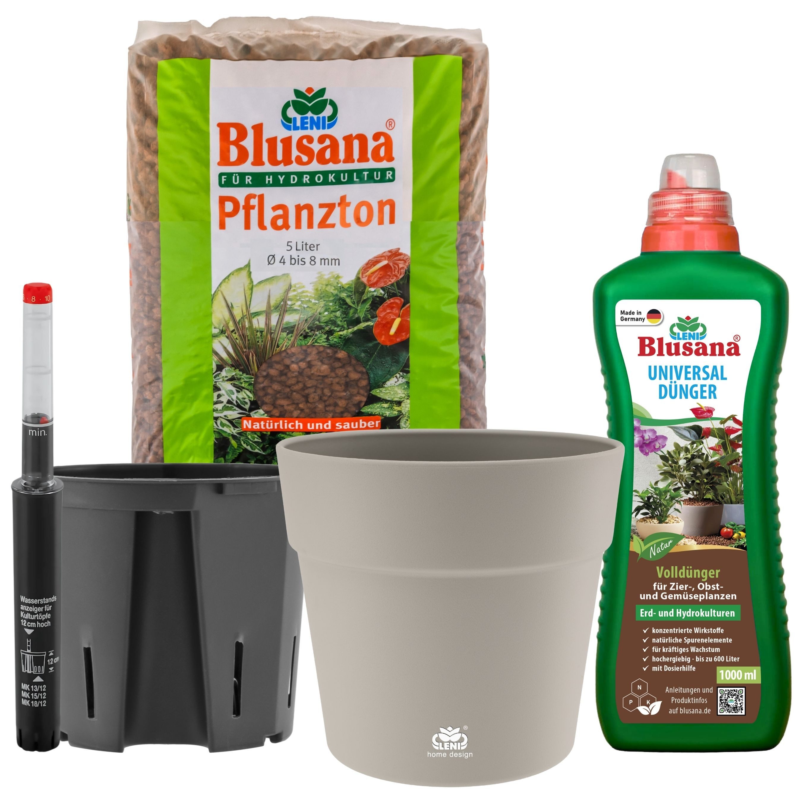 LENI Blumentopf "Classic" beige-grau Hydrokultur Komplett-Set Hydro-Bewässe günstig online kaufen
